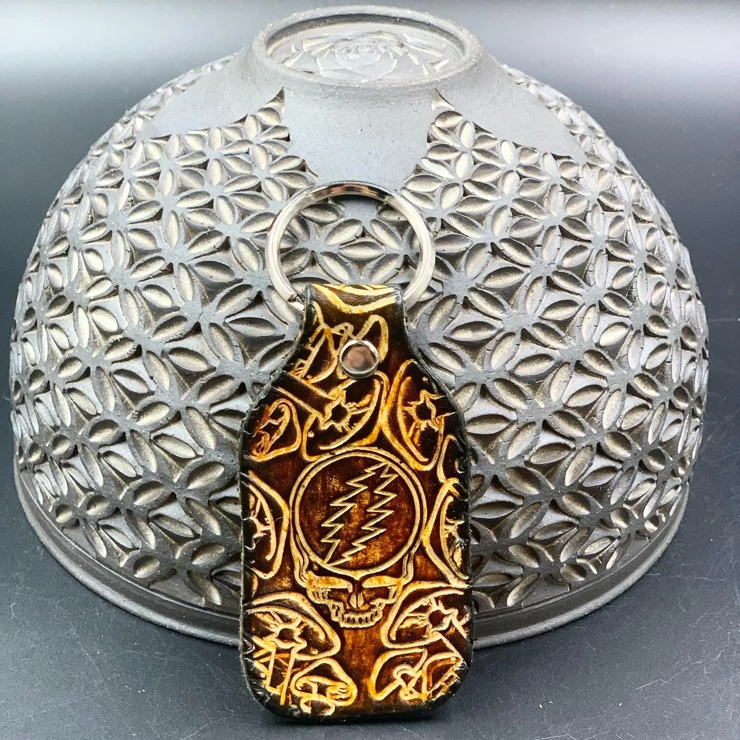 Stamped Leather Keychain - Grateful Full Stealie