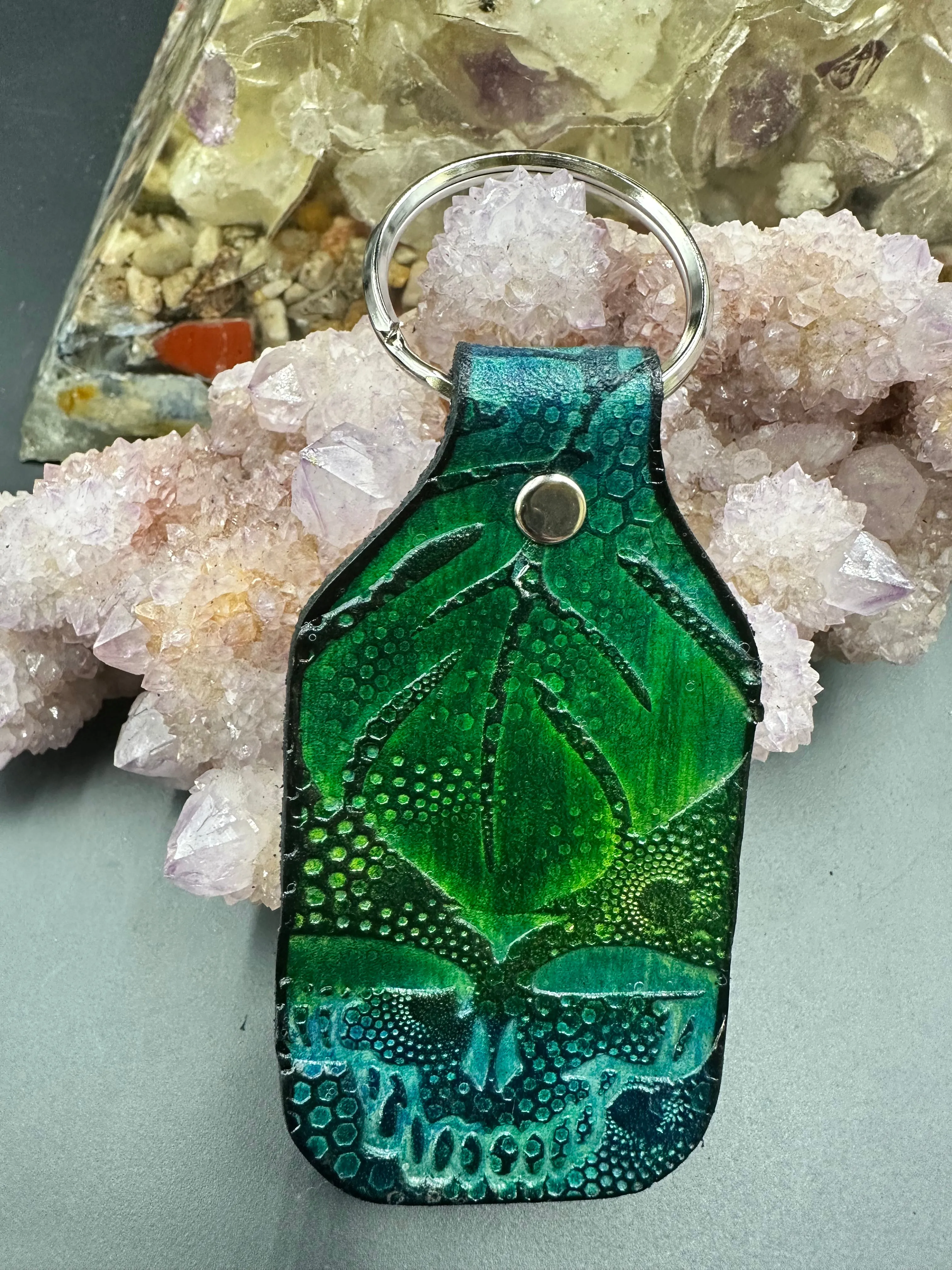 Stamped Leather Keychain - Grateful Large Stealie