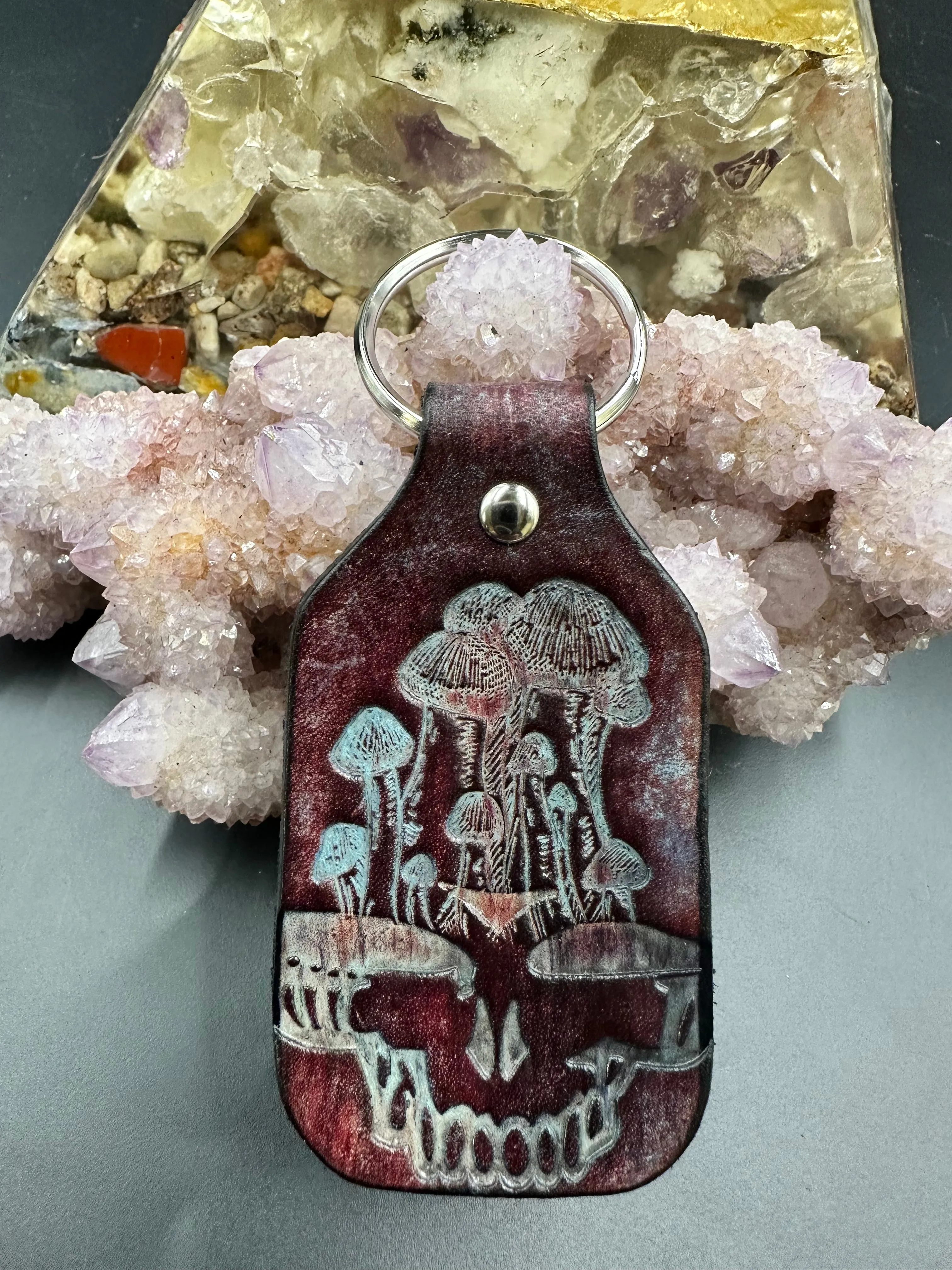 Stamped Leather Keychain - Grateful Large Stealie