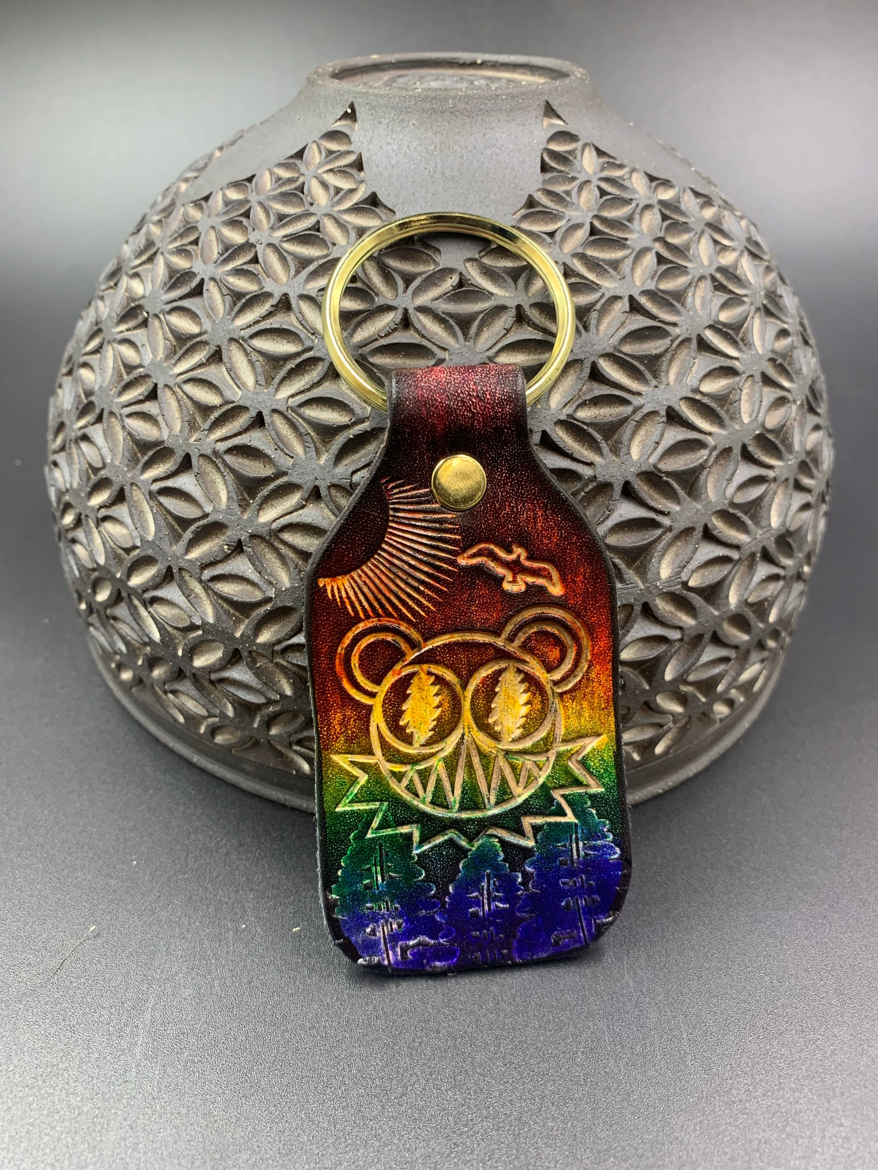 Stamped Leather Keychain - JRAD
