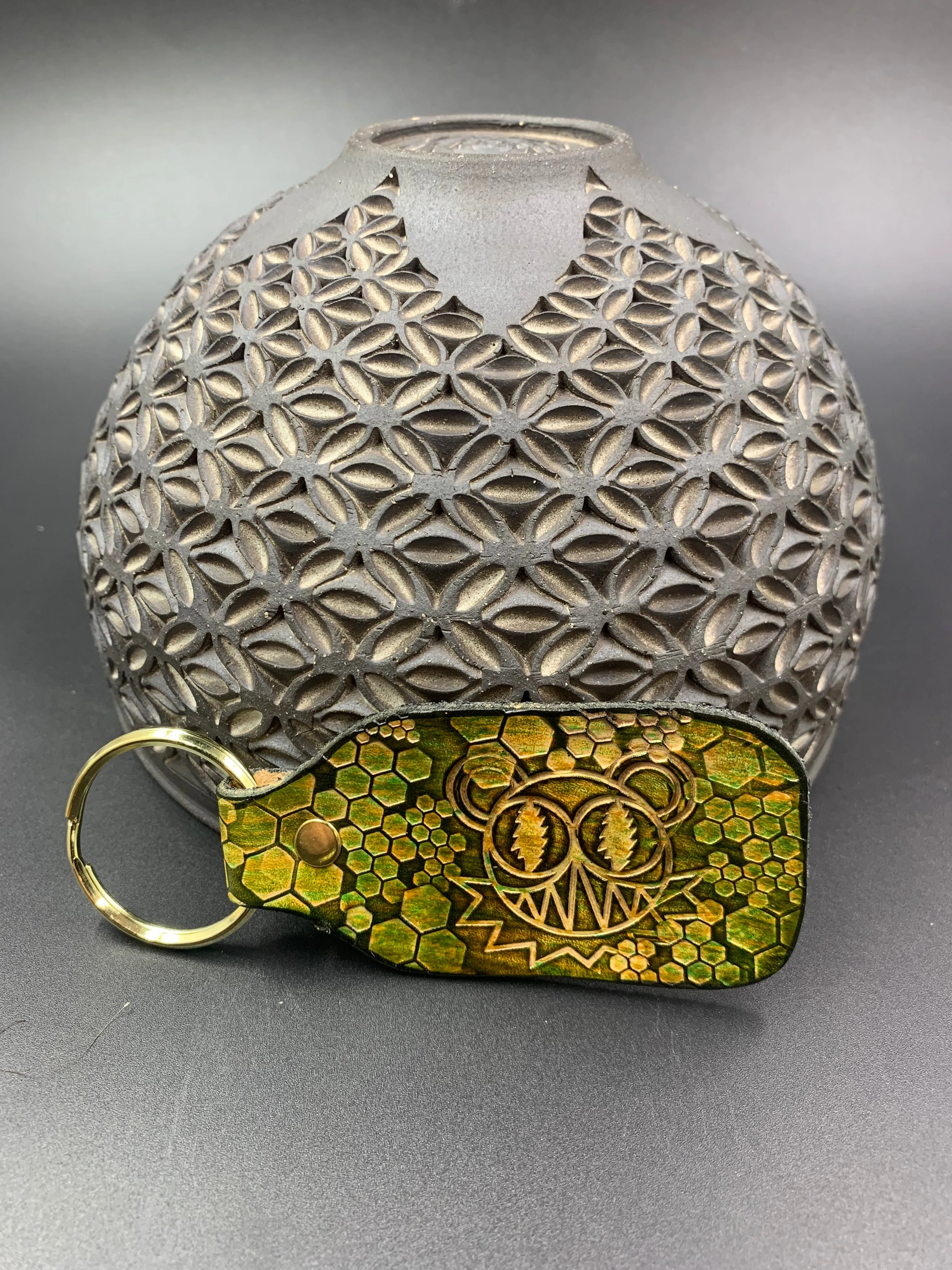 Stamped Leather Keychain - JRAD