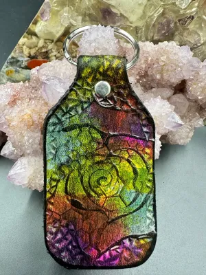 Stamped Leather Keychain - Large Rose