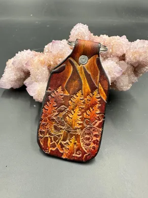 Stamped Leather Keychain - Mountains