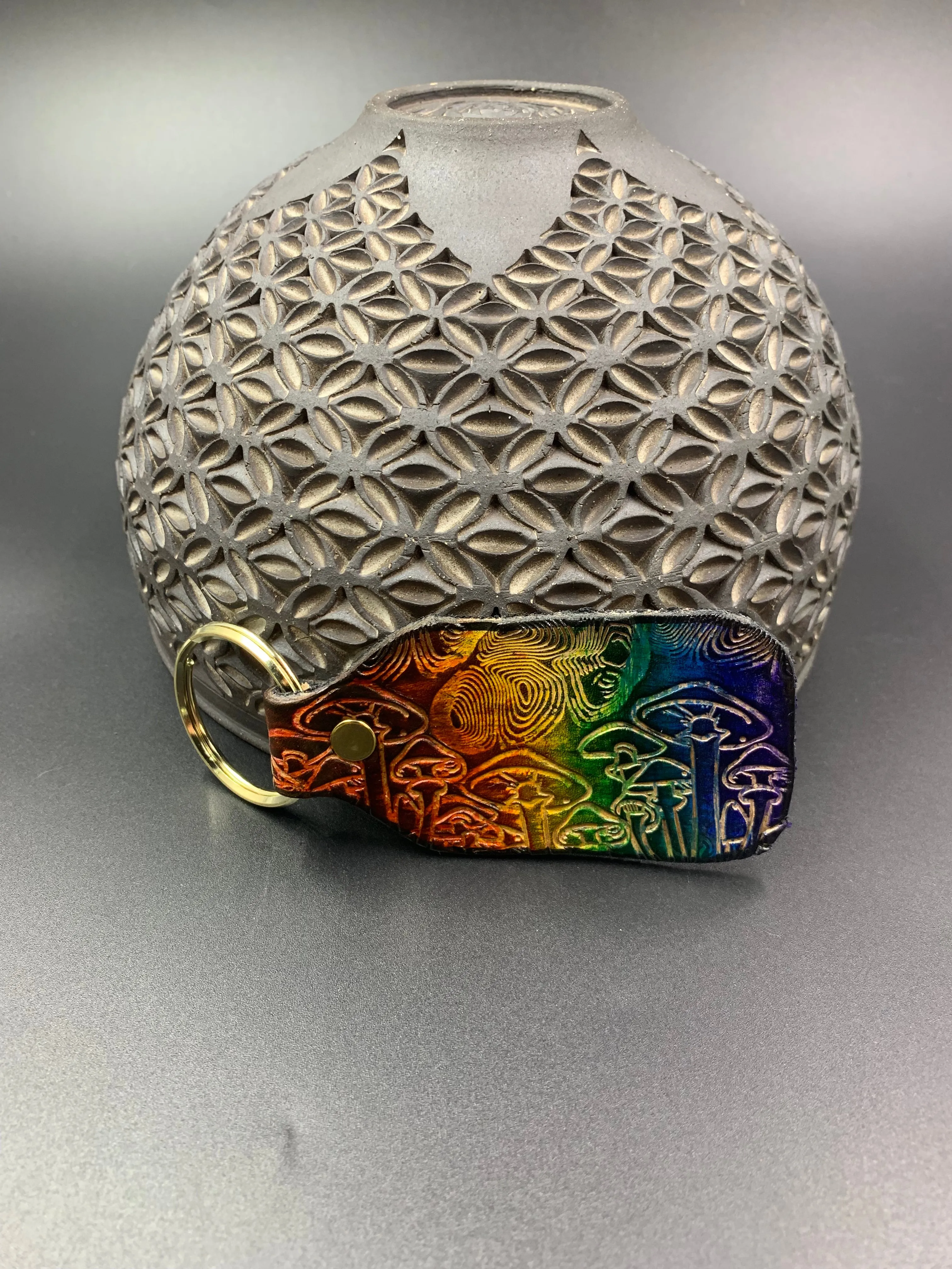 Stamped Leather Keychain - Mushrooms Cubensis 1.0