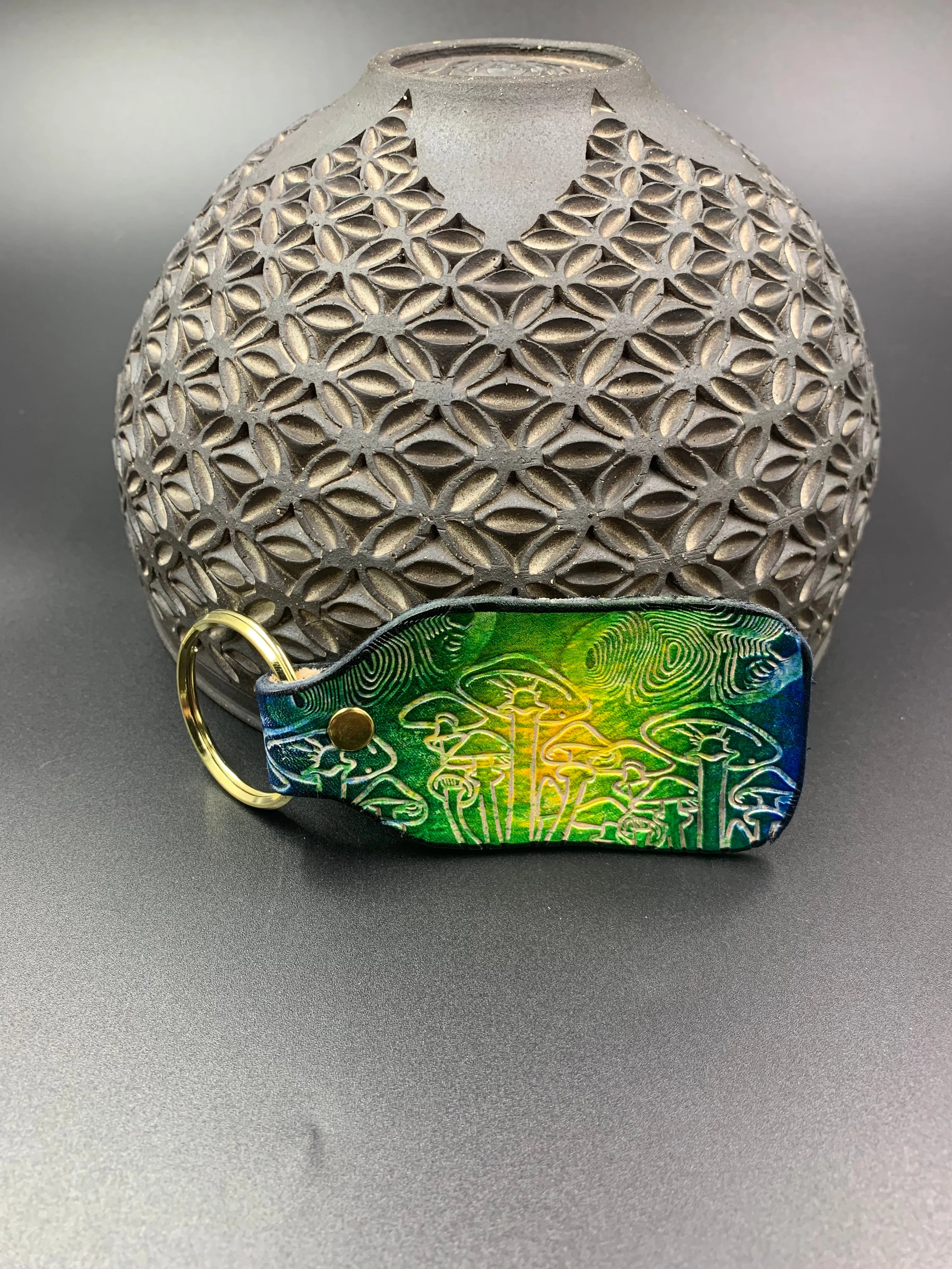 Stamped Leather Keychain - Mushrooms Cubensis 1.0
