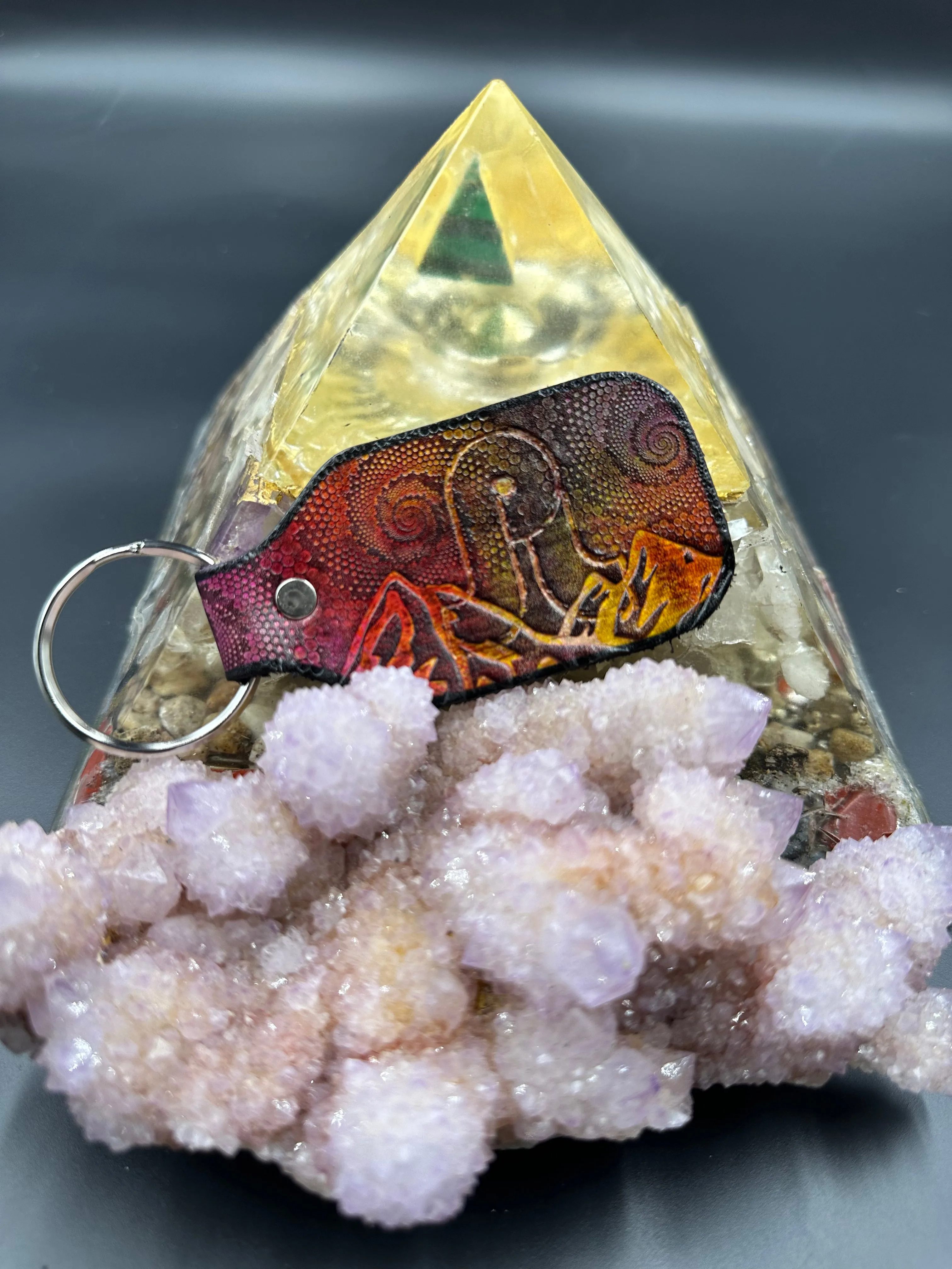 Stamped Leather Keychain - Pretty Lights