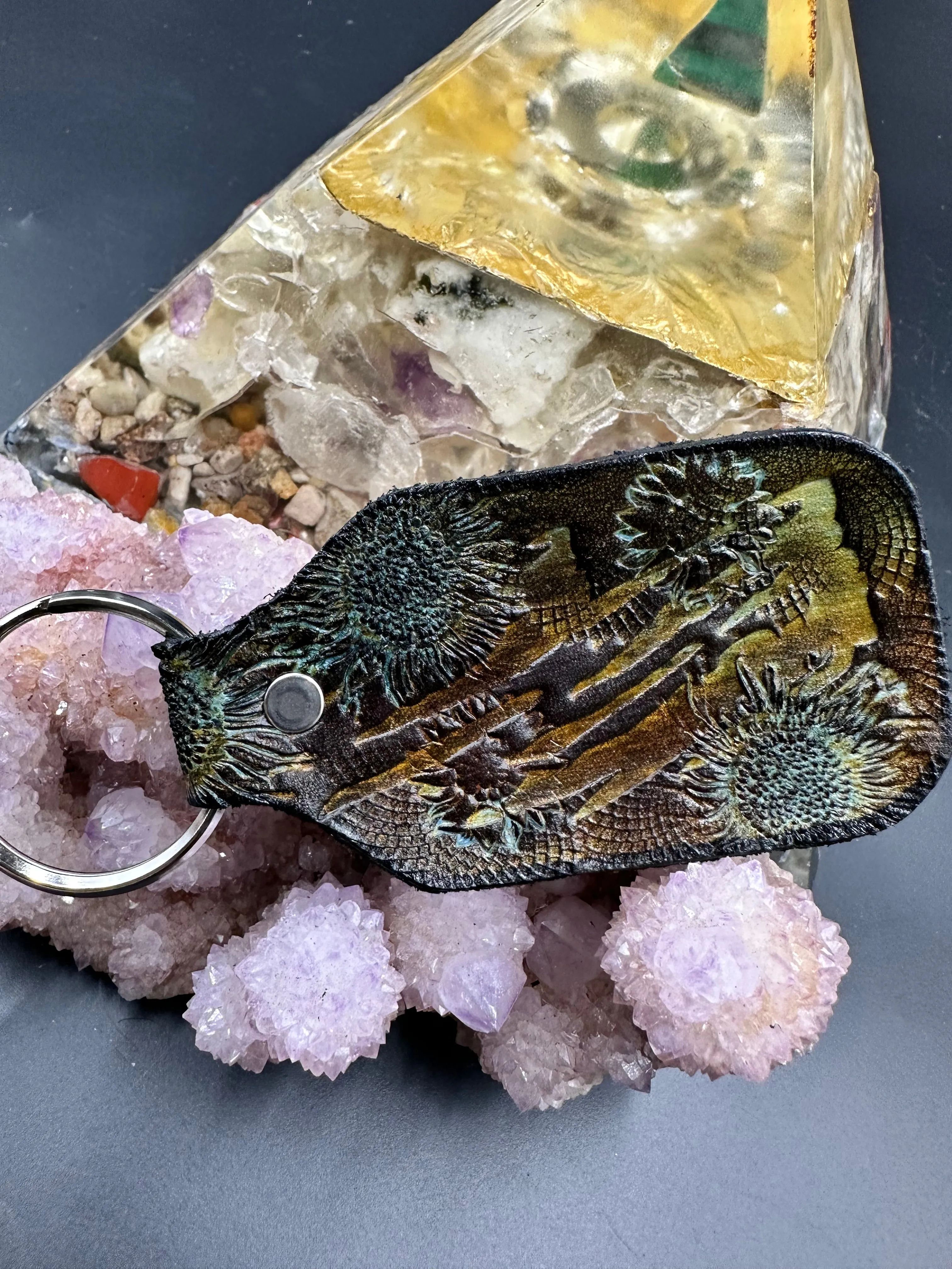 Stamped Leather Keychain - Red Rocks