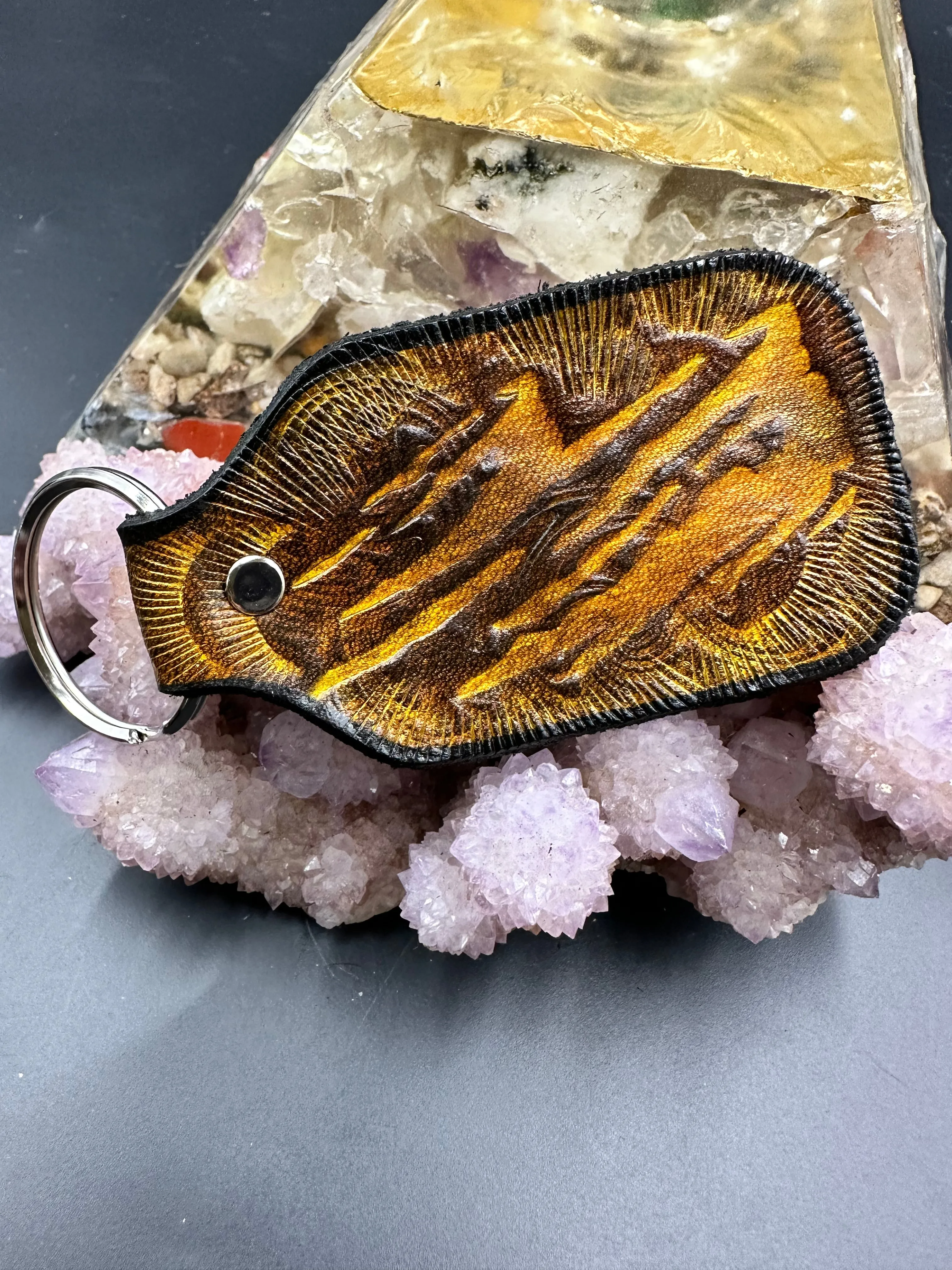 Stamped Leather Keychain - Red Rocks