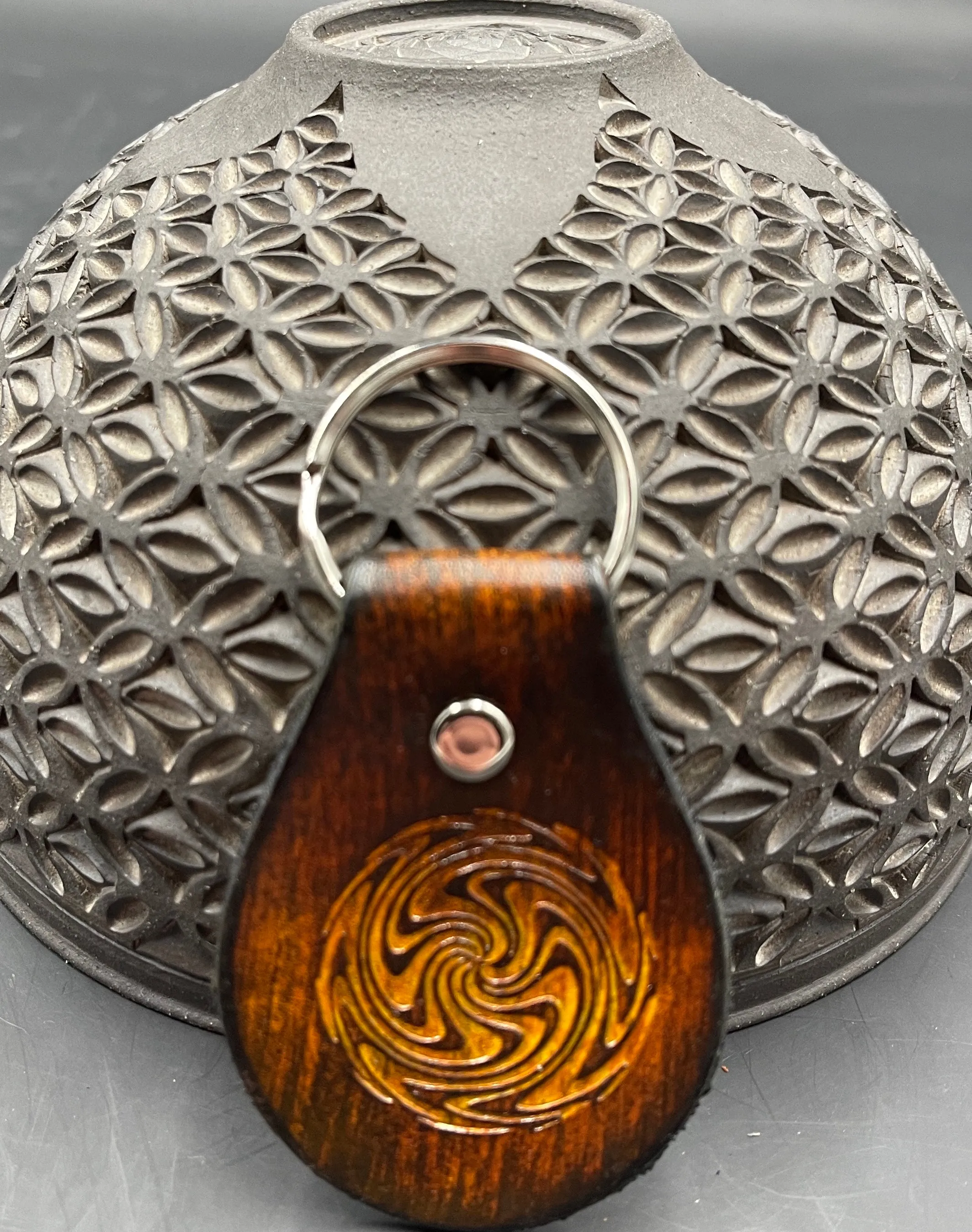 Stamped Leather Keychain - Small Wigwag