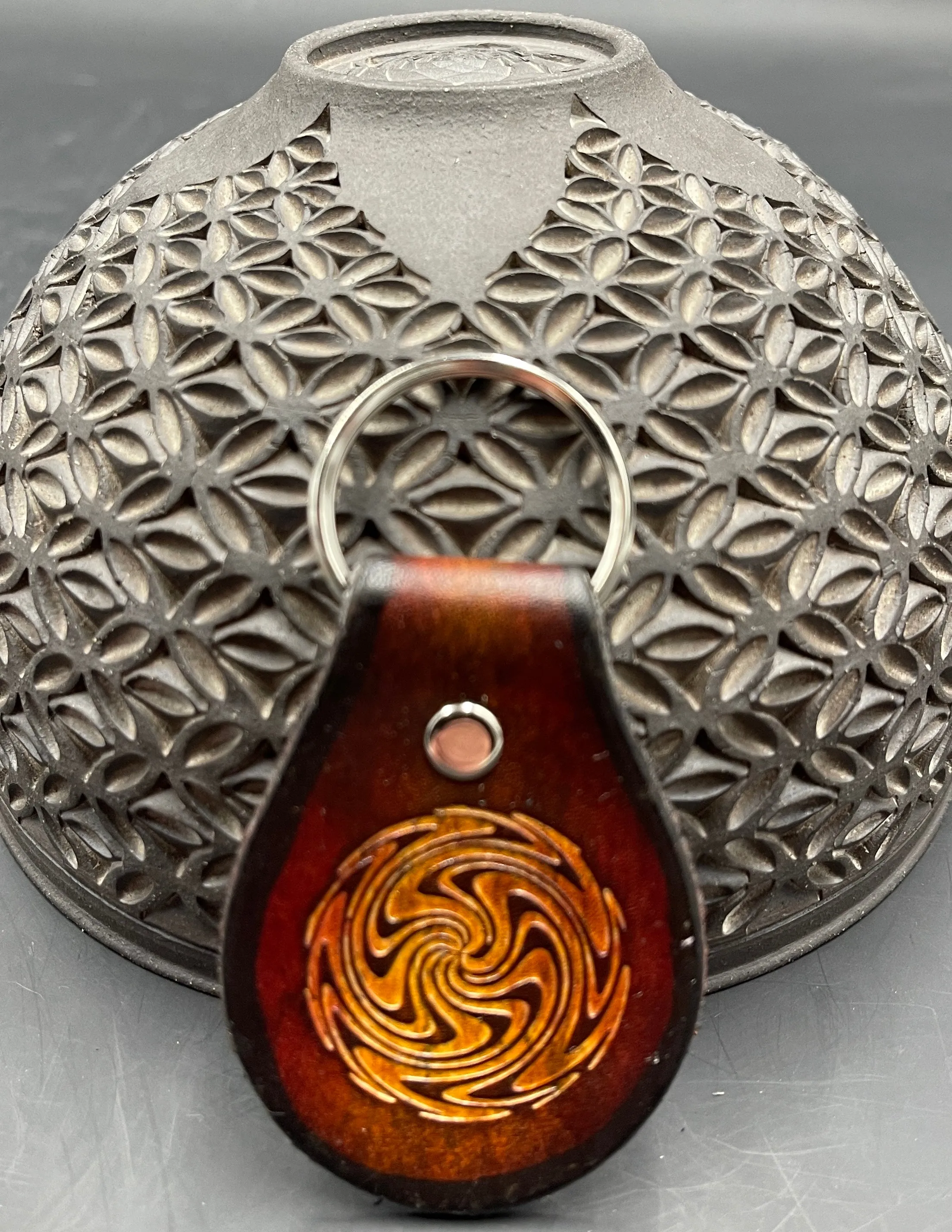 Stamped Leather Keychain - Small Wigwag