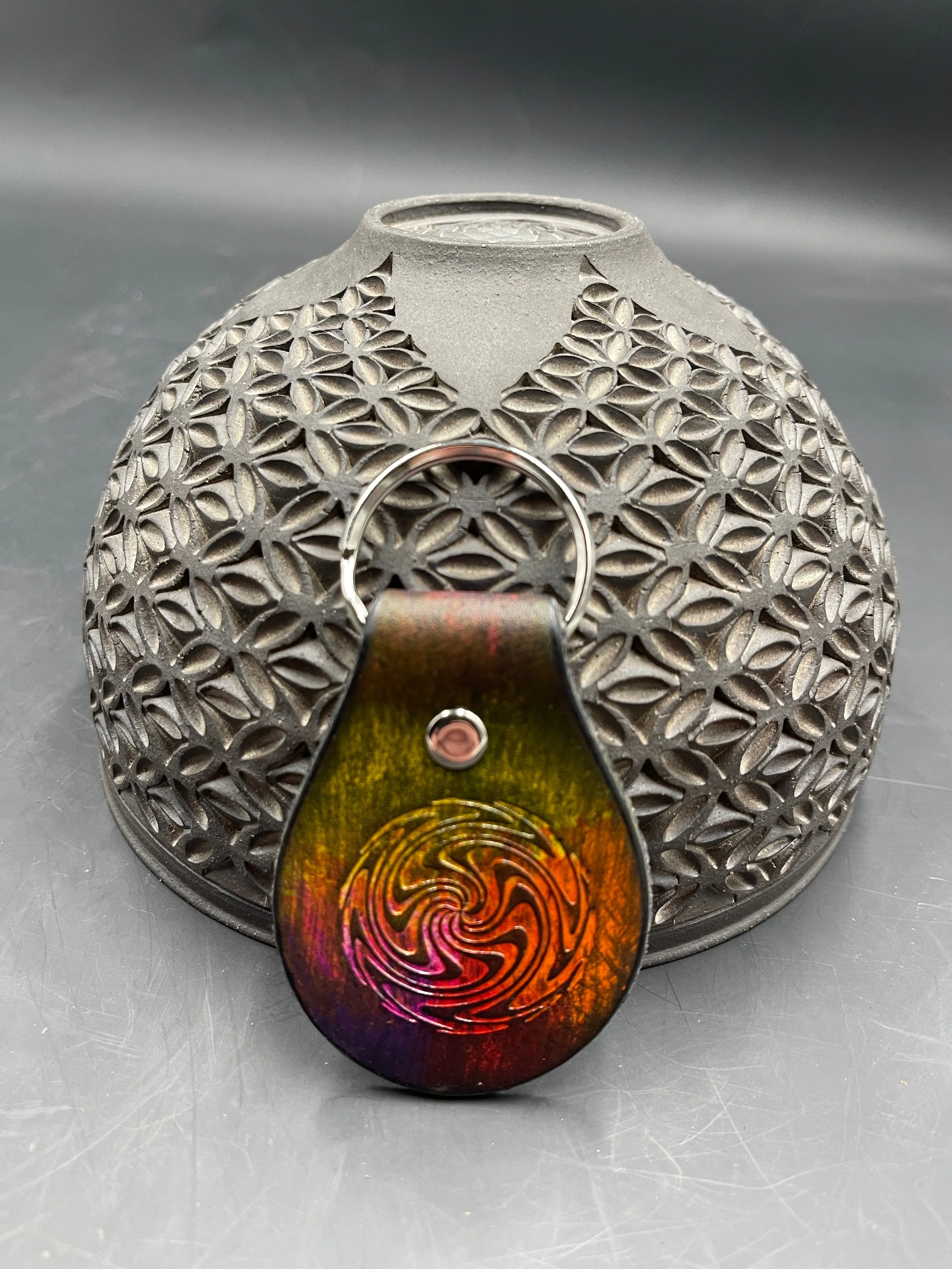 Stamped Leather Keychain - Small Wigwag