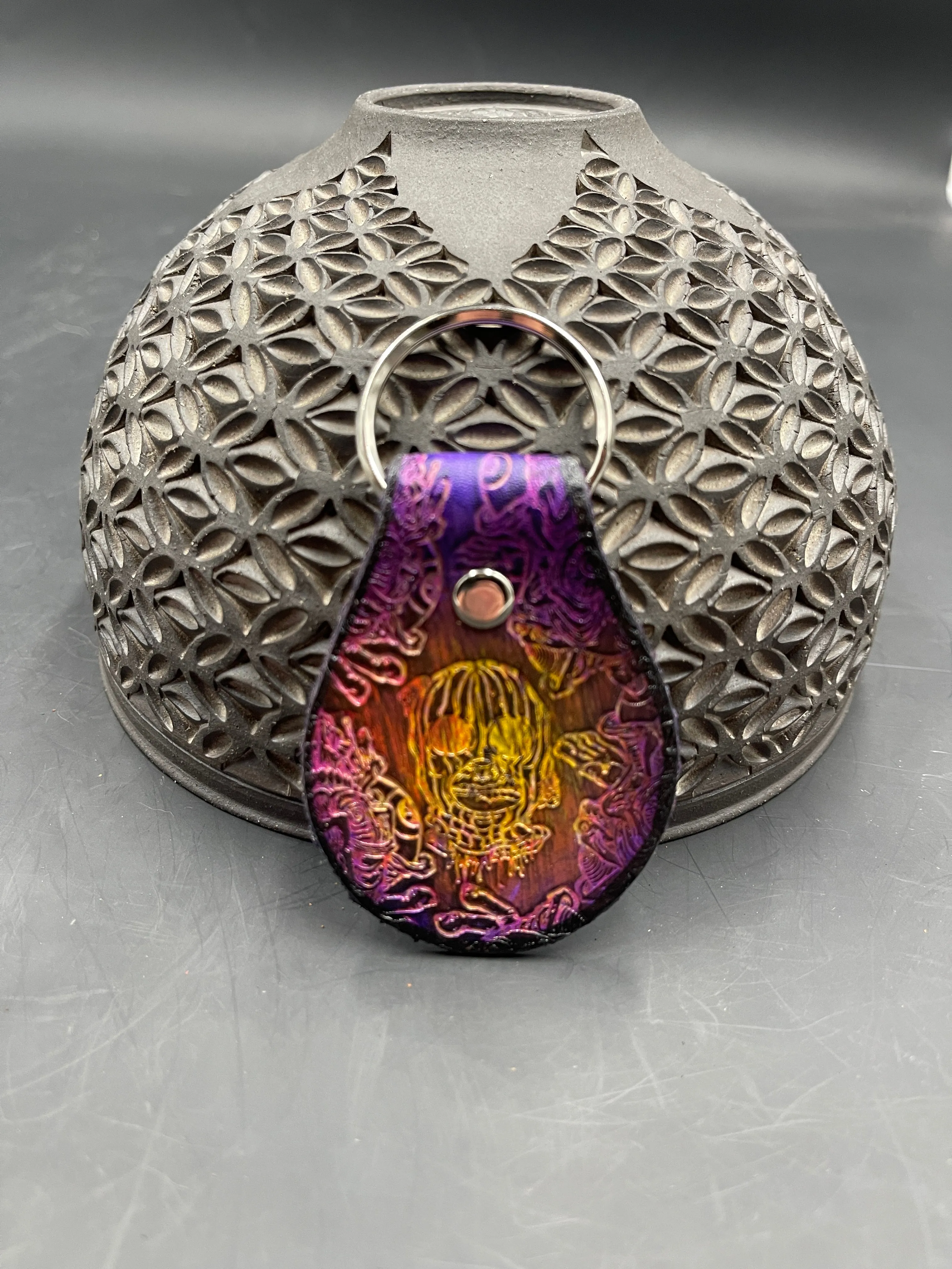 Stamped Leather Keychain - Small Wigwag