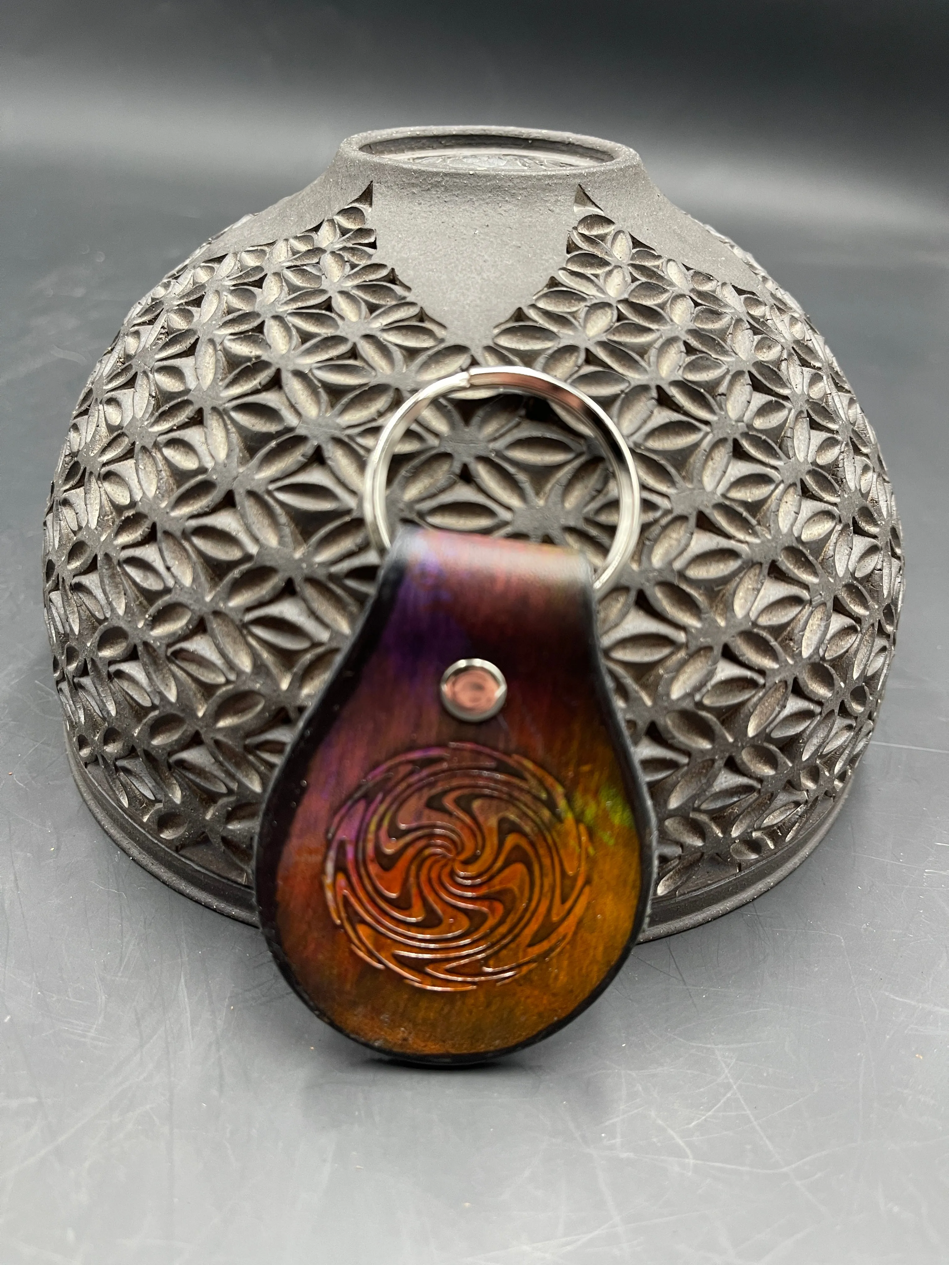 Stamped Leather Keychain - Small Wigwag