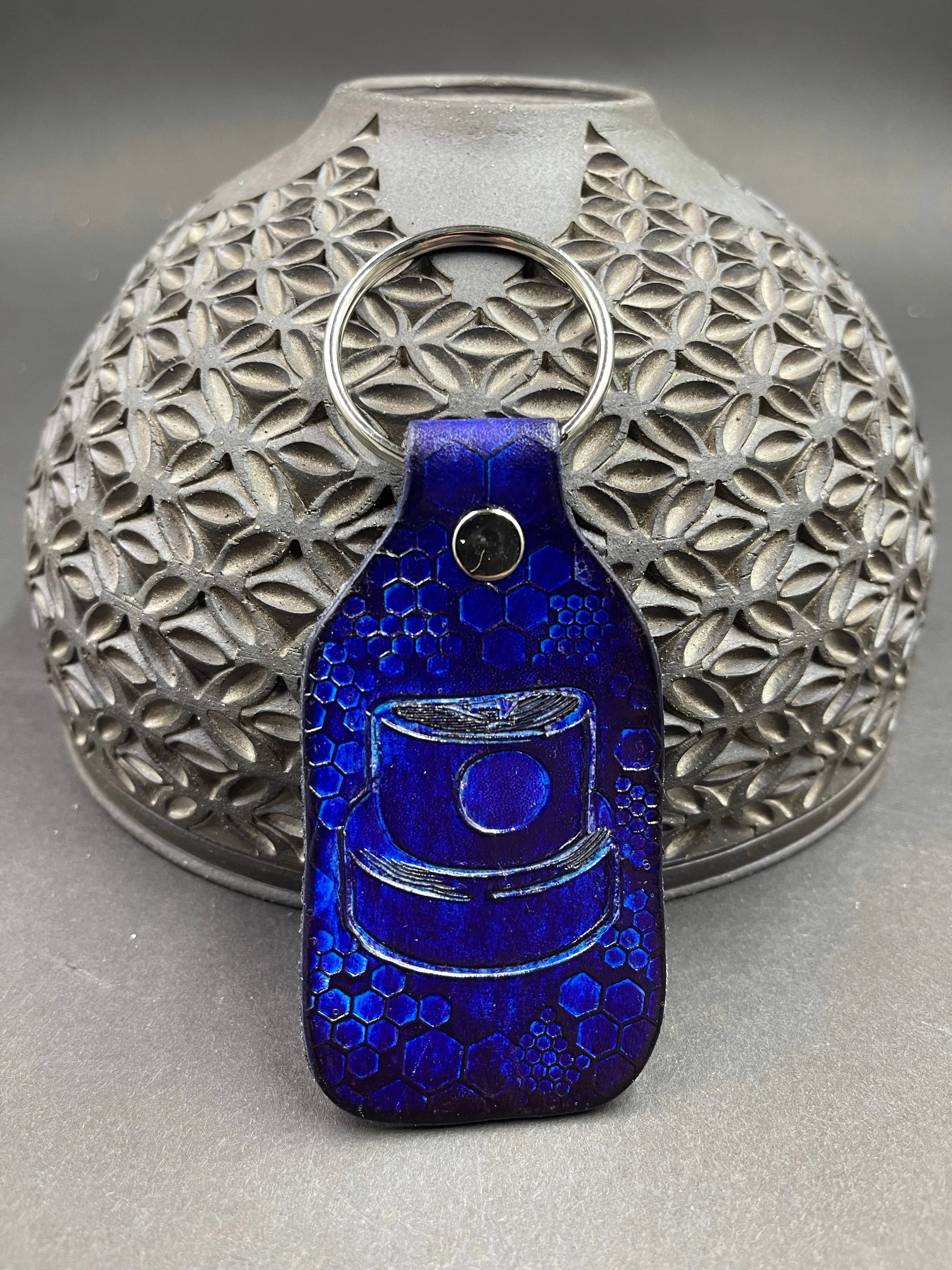 Stamped Leather Keychain - Spray Paint Cap