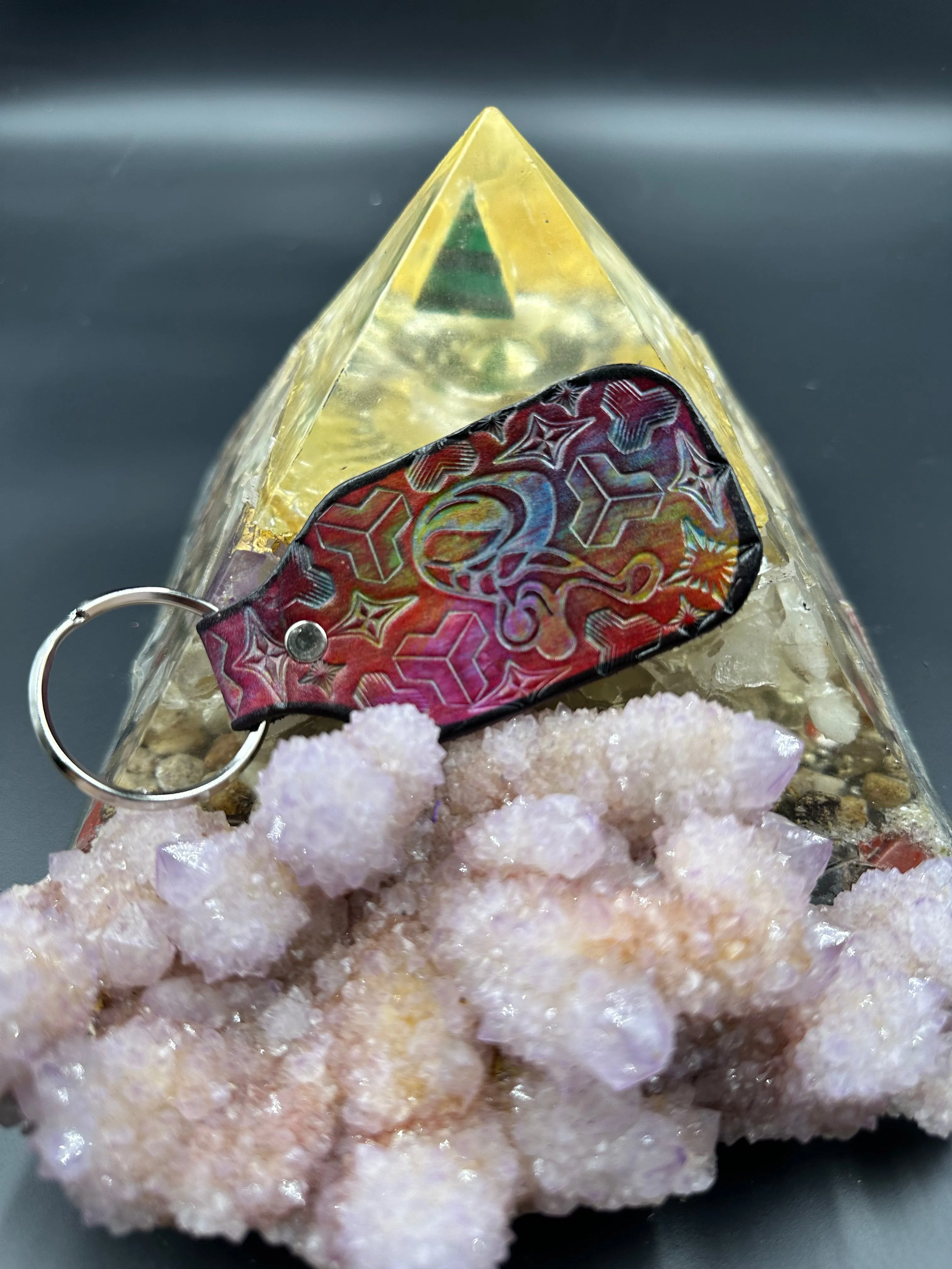 Stamped Leather Keychain - Sts9 Slopey Turtle