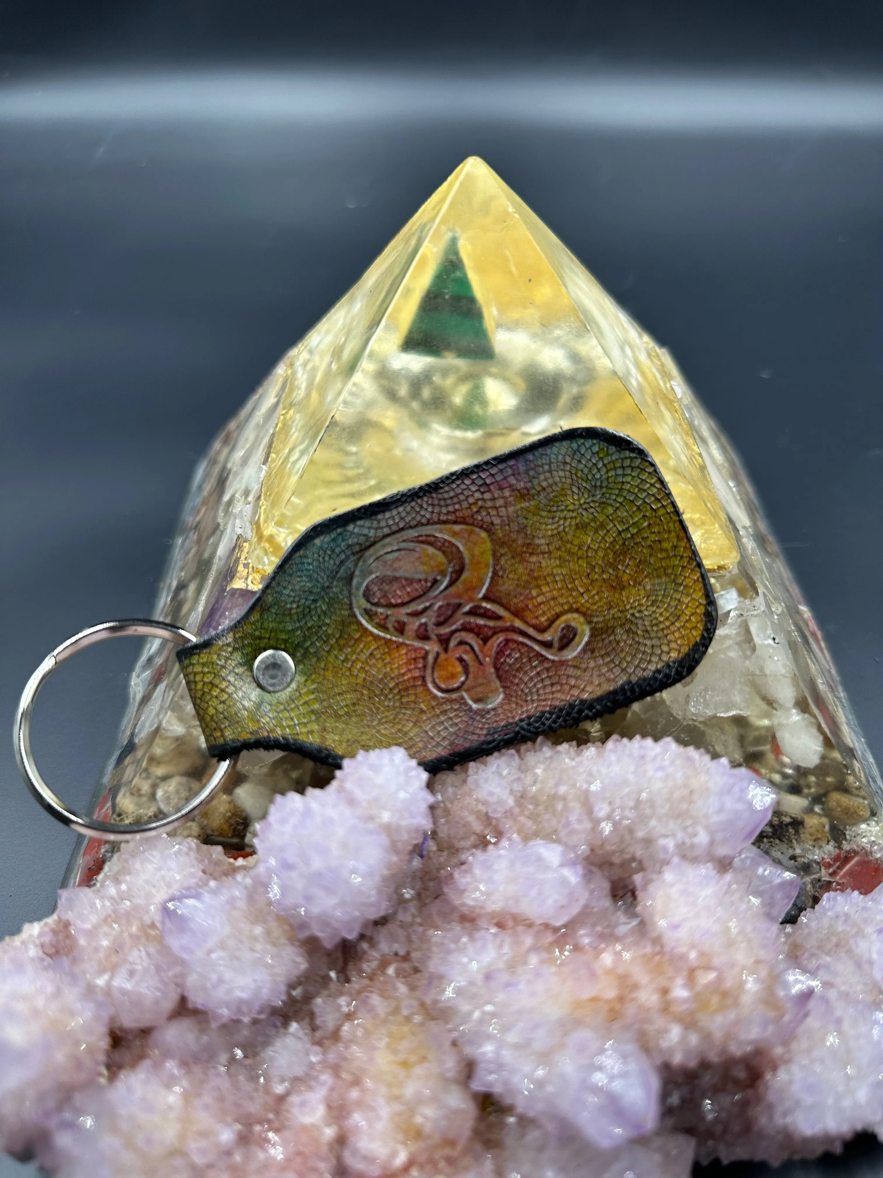 Stamped Leather Keychain - Sts9 Slopey Turtle