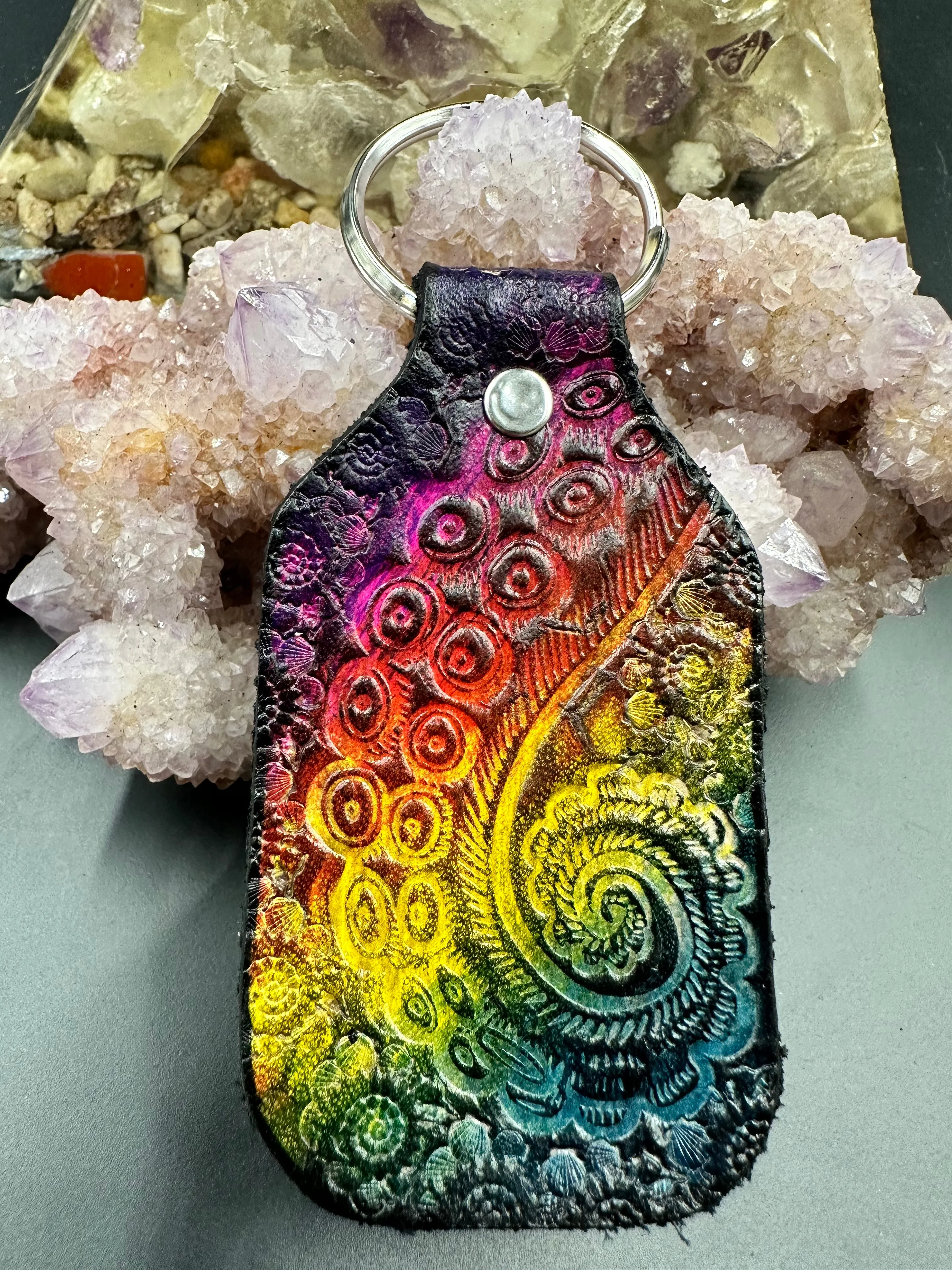 Stamped Leather Keychain - Tentacles