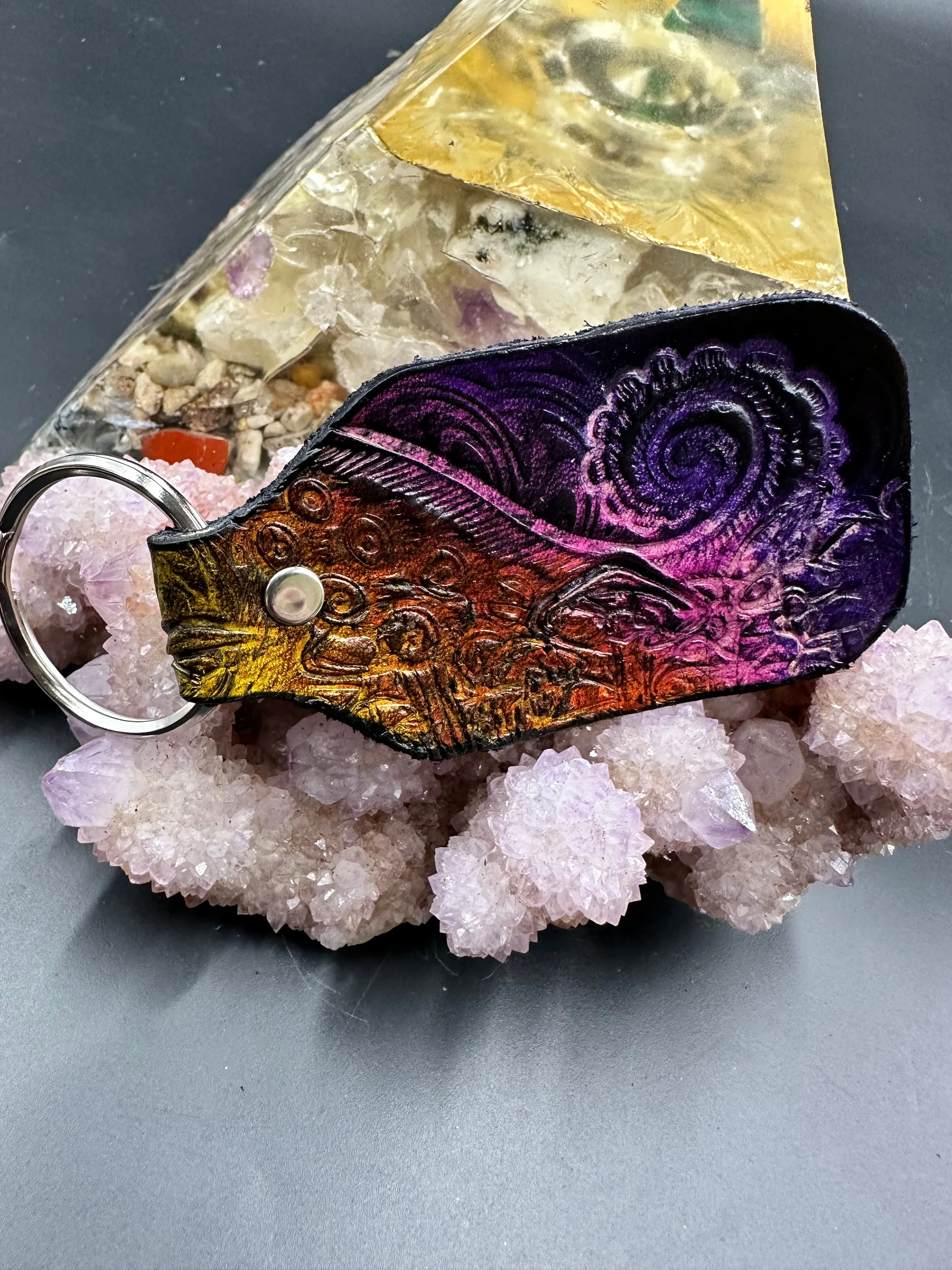 Stamped Leather Keychain - Tentacles