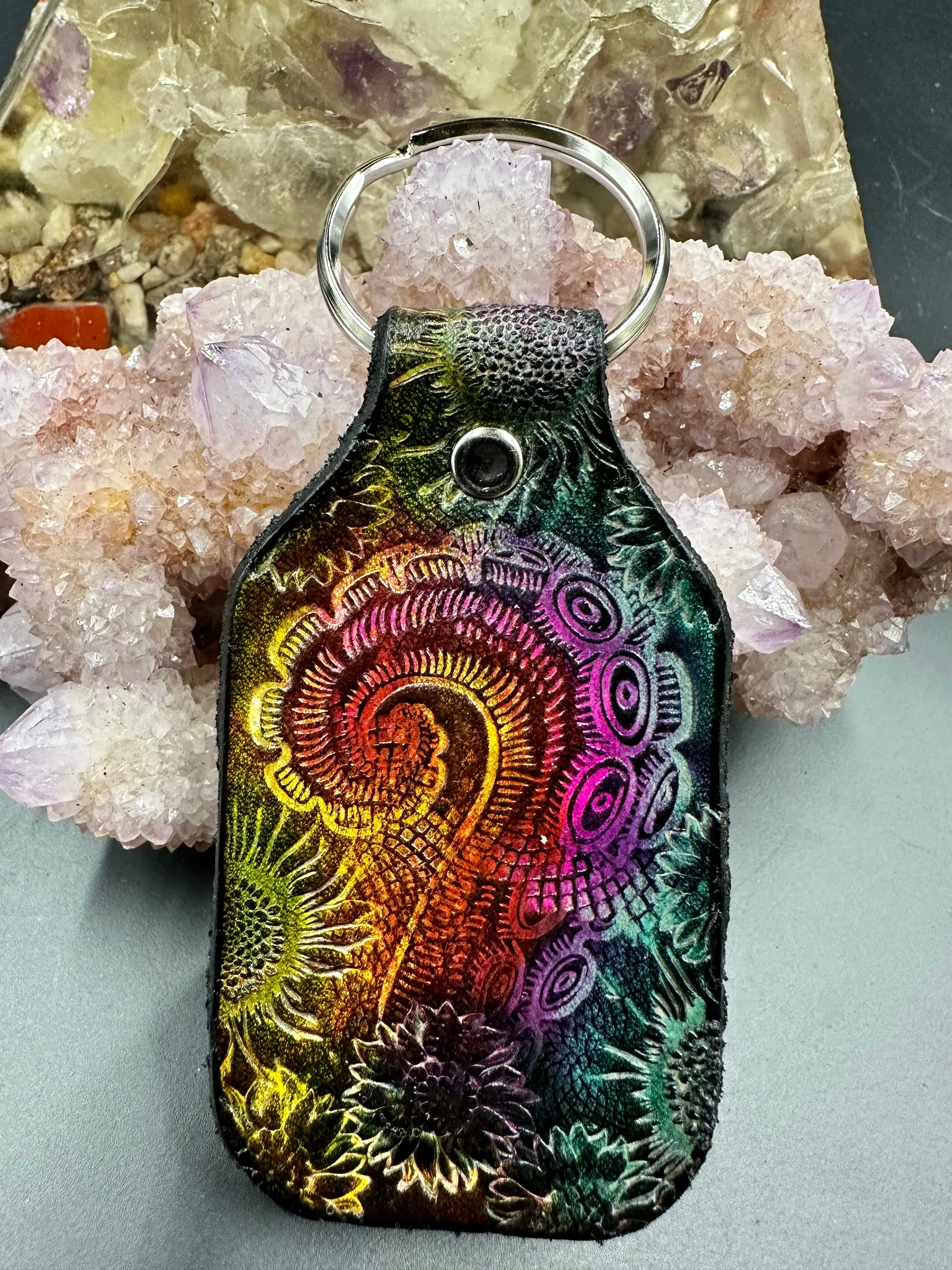 Stamped Leather Keychain - Tentacles