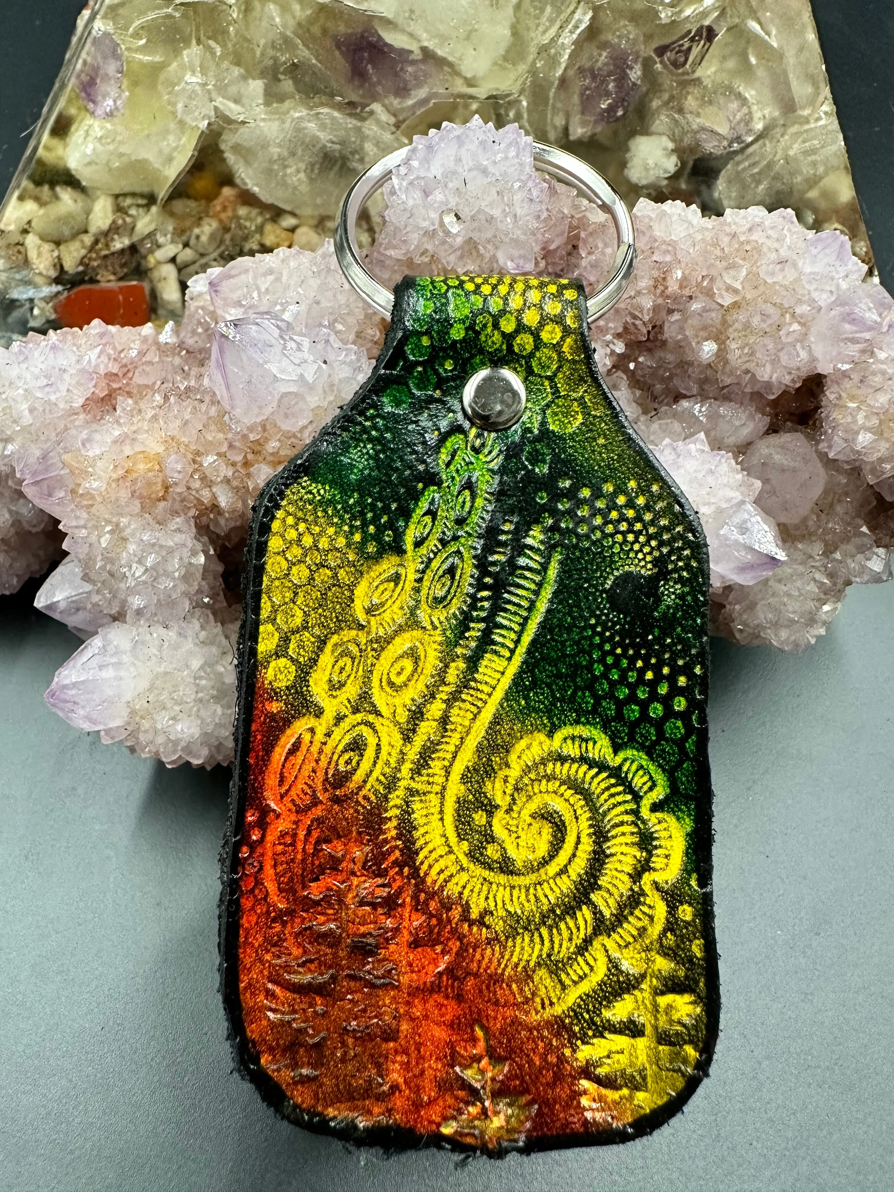 Stamped Leather Keychain - Tentacles