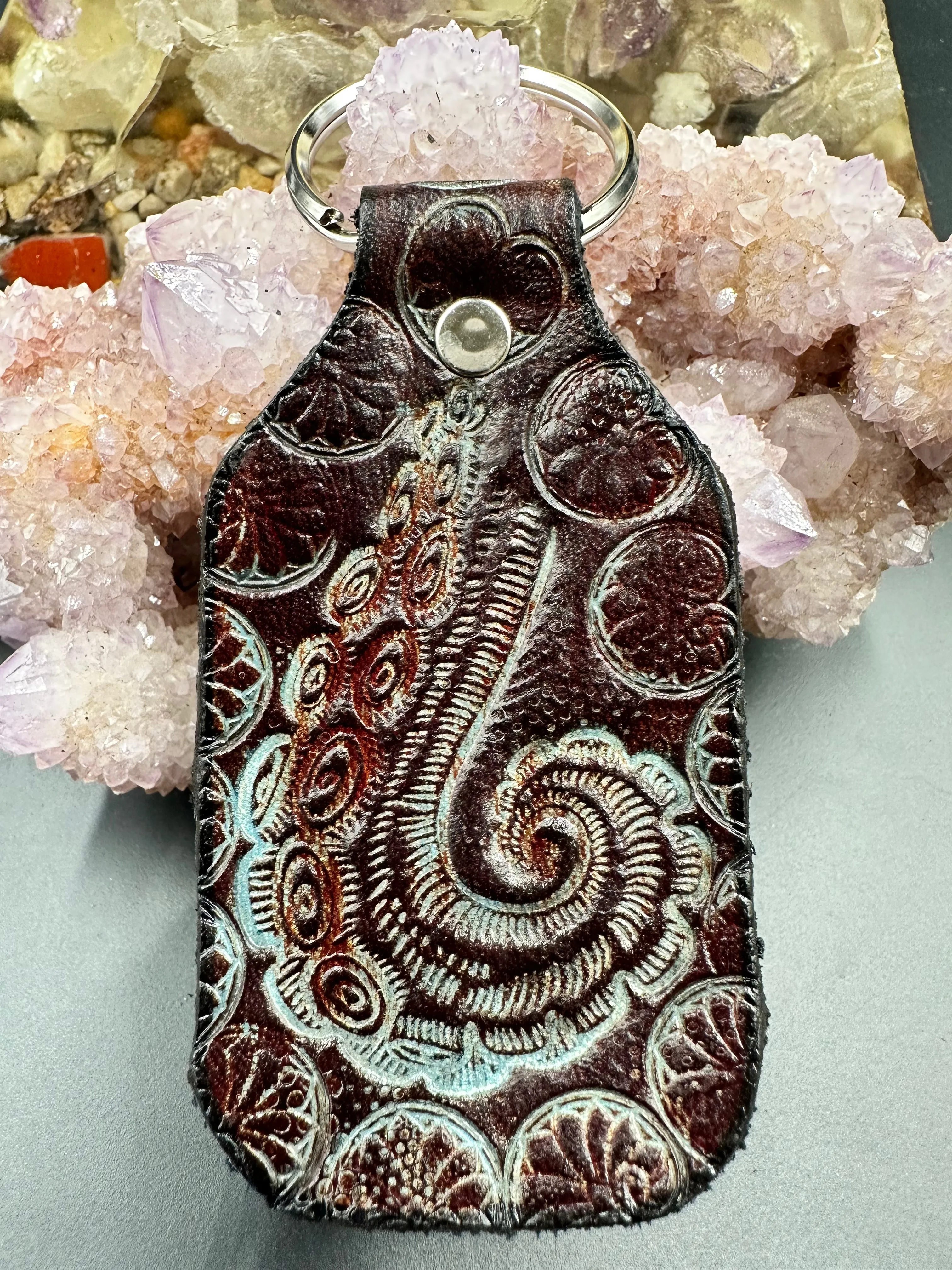 Stamped Leather Keychain - Tentacles