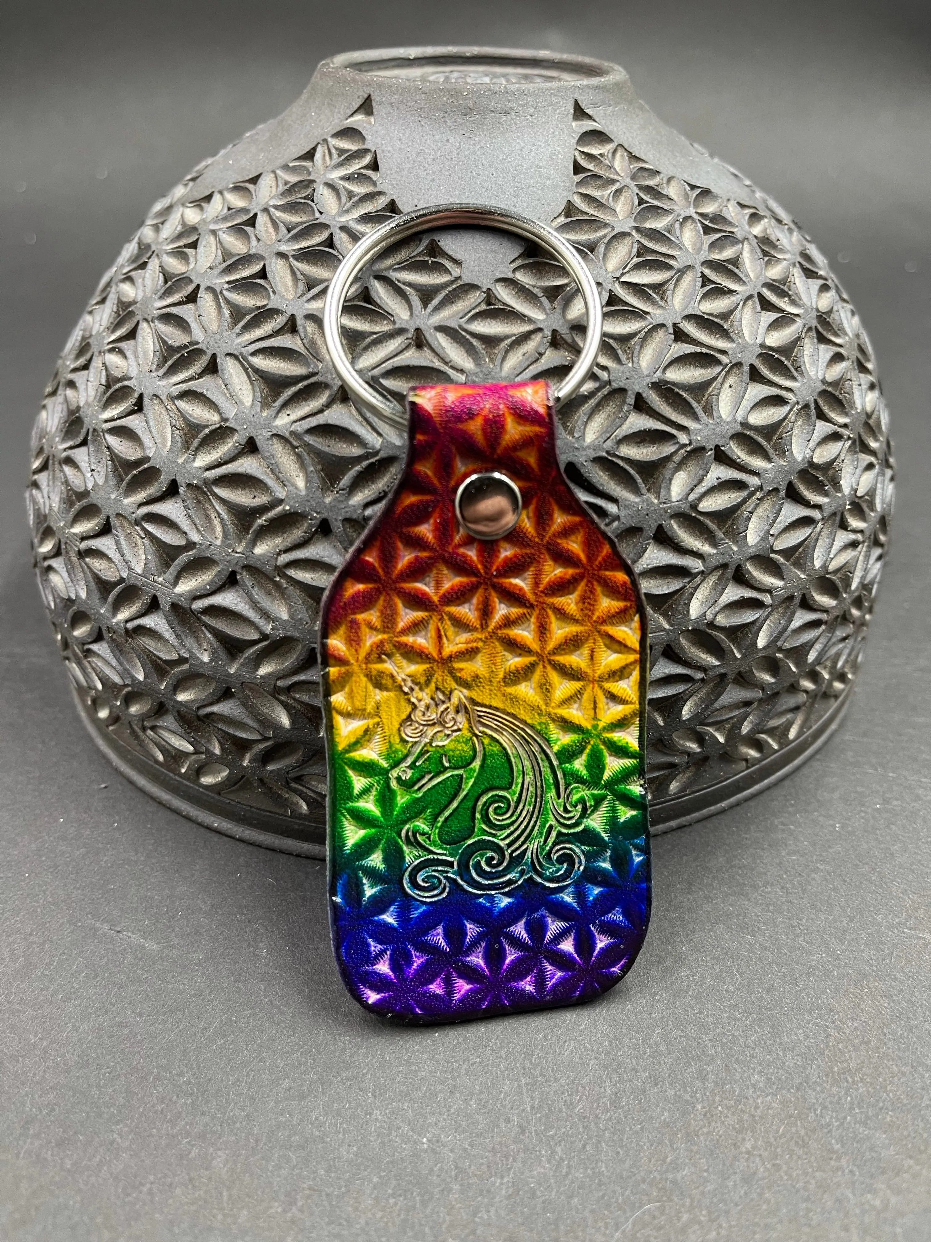 Stamped Leather Keychain - Unicorn 2.0