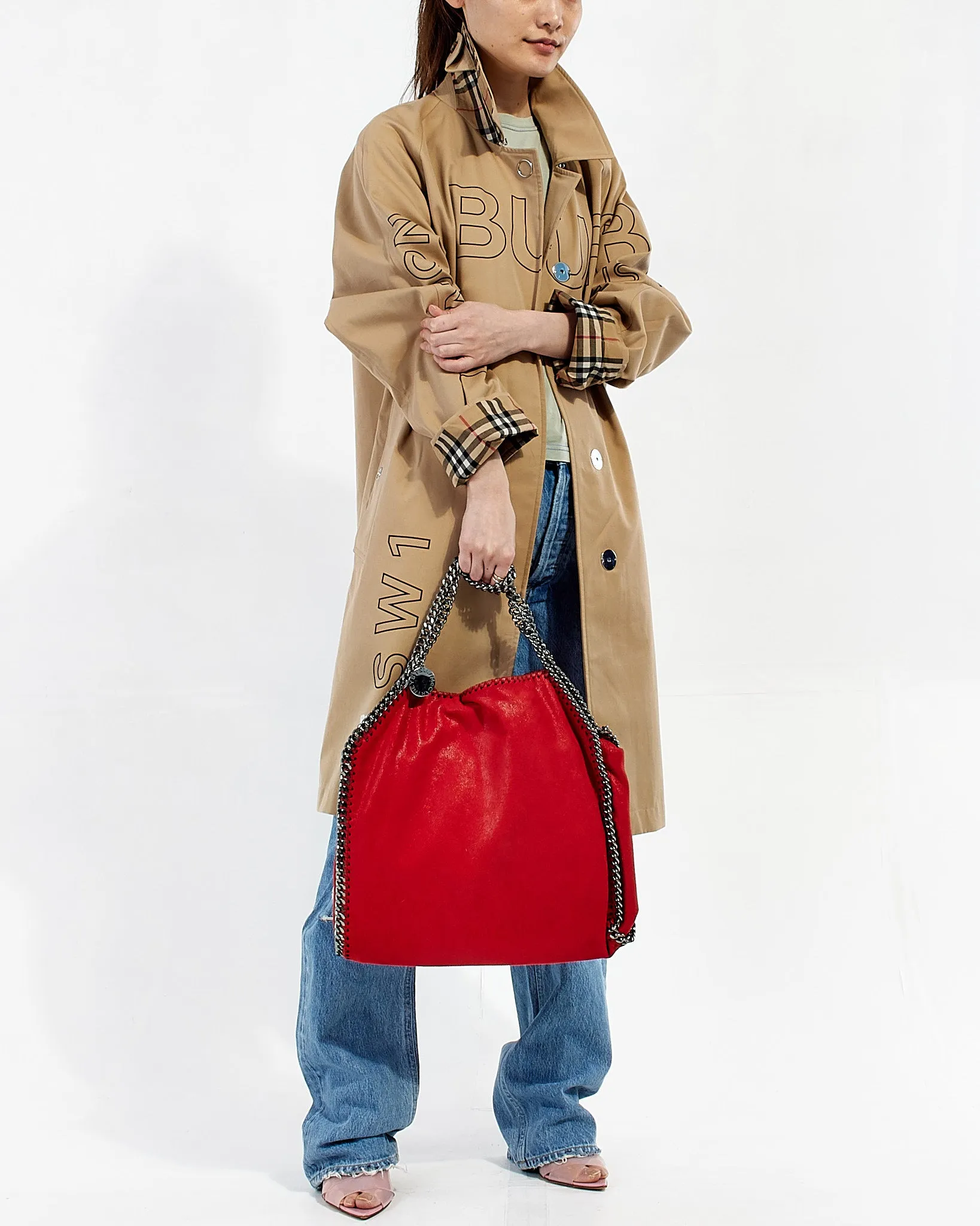 Stella McCartney Red Vegan Leather Falabella Shoulder Bag