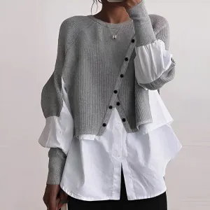 Stilvoller Pullover mit eingearbeitetem Hemd