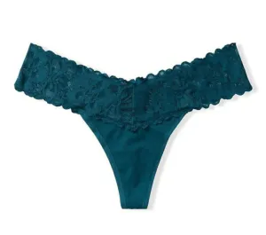 Stretch Cotton Lace Waist Thong