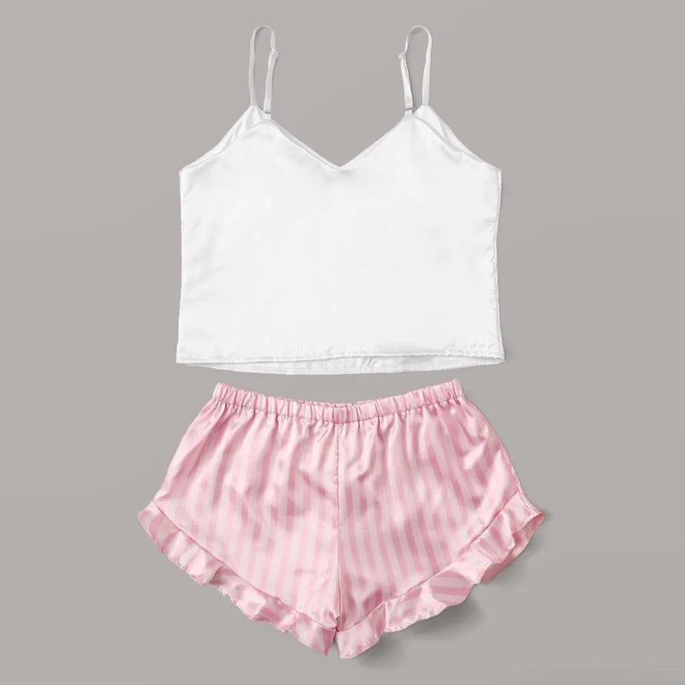 Striped Satin Sexy Lingerie Set