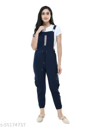 Stylish Graceful Classy Elegant Fancy Women Trending Stylish Latest Fashionable Full Length Striped Fabulous Navy Jumpsuits S28 M30 L32  XL34