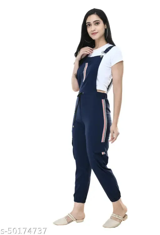 Stylish Graceful Classy Elegant Fancy Women Trending Stylish Latest Fashionable Full Length Striped Fabulous Navy Jumpsuits S28 M30 L32  XL34