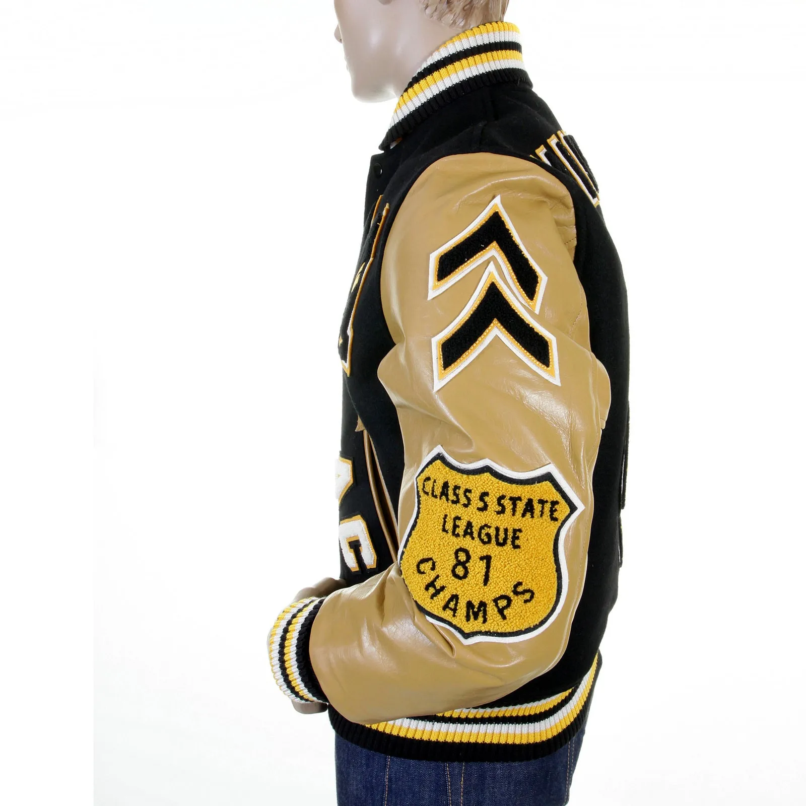 Sugar Cane's Whitesville Letterman WV12310 30oz melton wool set in award Mavericks stadium jacket CANE1091