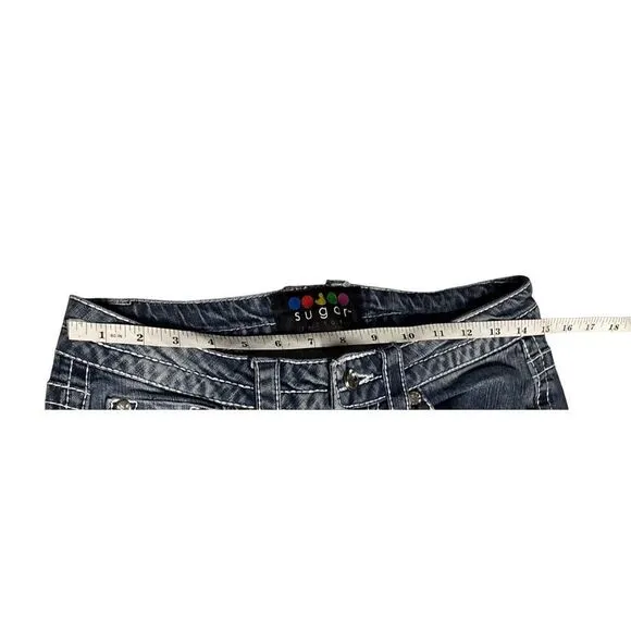 Sugar Factory Size 28 US 6 Embroidered Medium Blue Bootcut Jeans (retail $299)