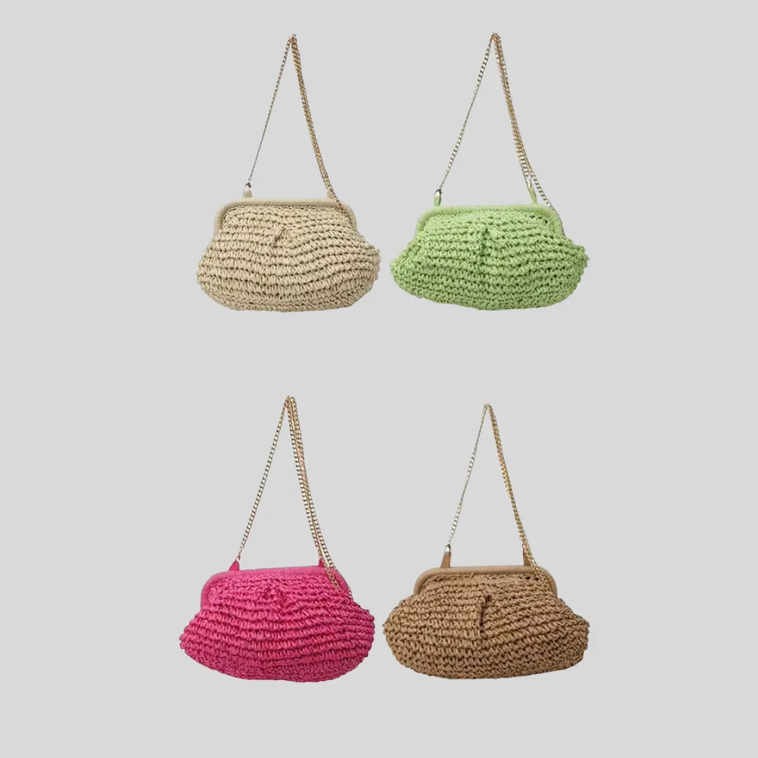 Summer Straw Crossbody Bags for Women - Luxury Crochet Raffia Shoulder Bag, Designer Clutch Purse, Handcrafted Ladies Handbags