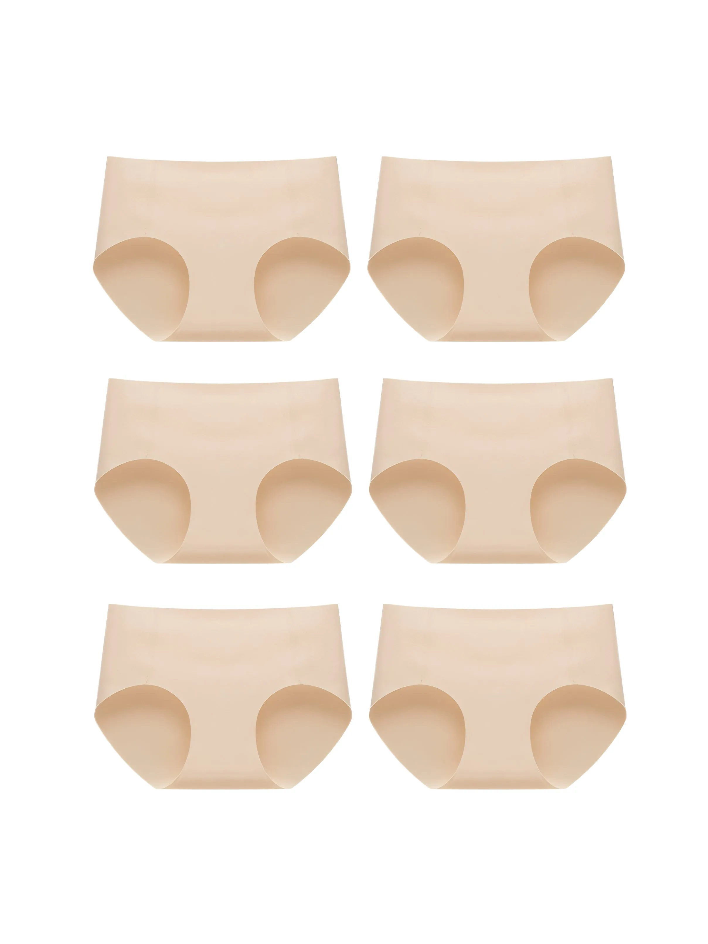 Super Comfort Seamless Mid-Waist Panty 6 Packs in Beige