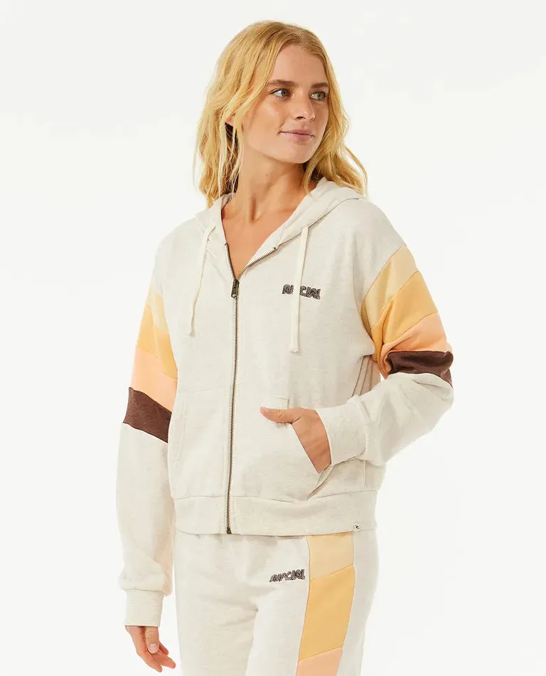 Surf Revival Zip Thru Hoodie - Oatmeal Marle
