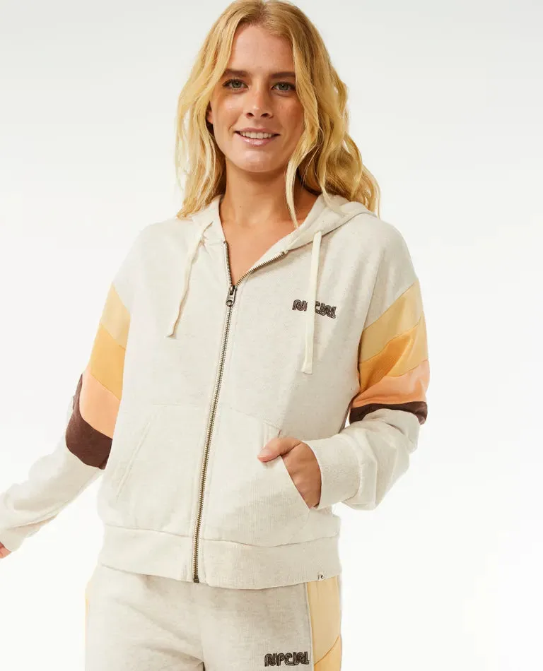 Surf Revival Zip Thru Hoodie - Oatmeal Marle