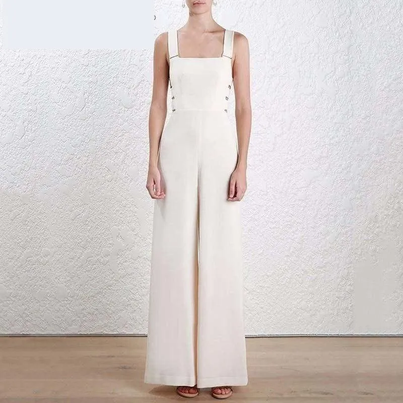 Suspenders Backless High Waist Long Wide Leg Spring Fashion Jumpsuit