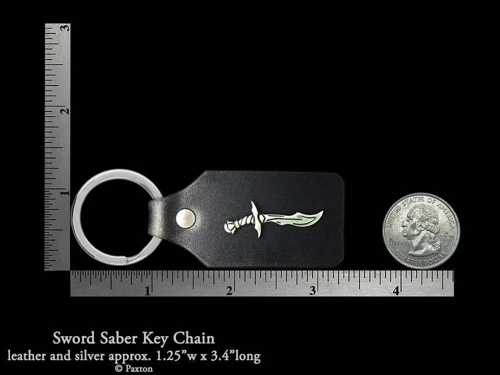 Sword Saber Key Chain / Key Ring Sterling Silver