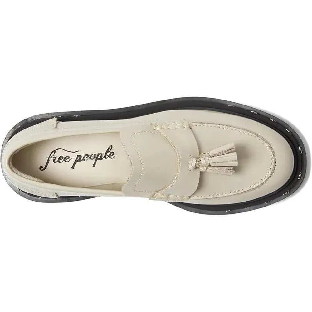 Teagan Antique Ivory Leather Tassel Loafers