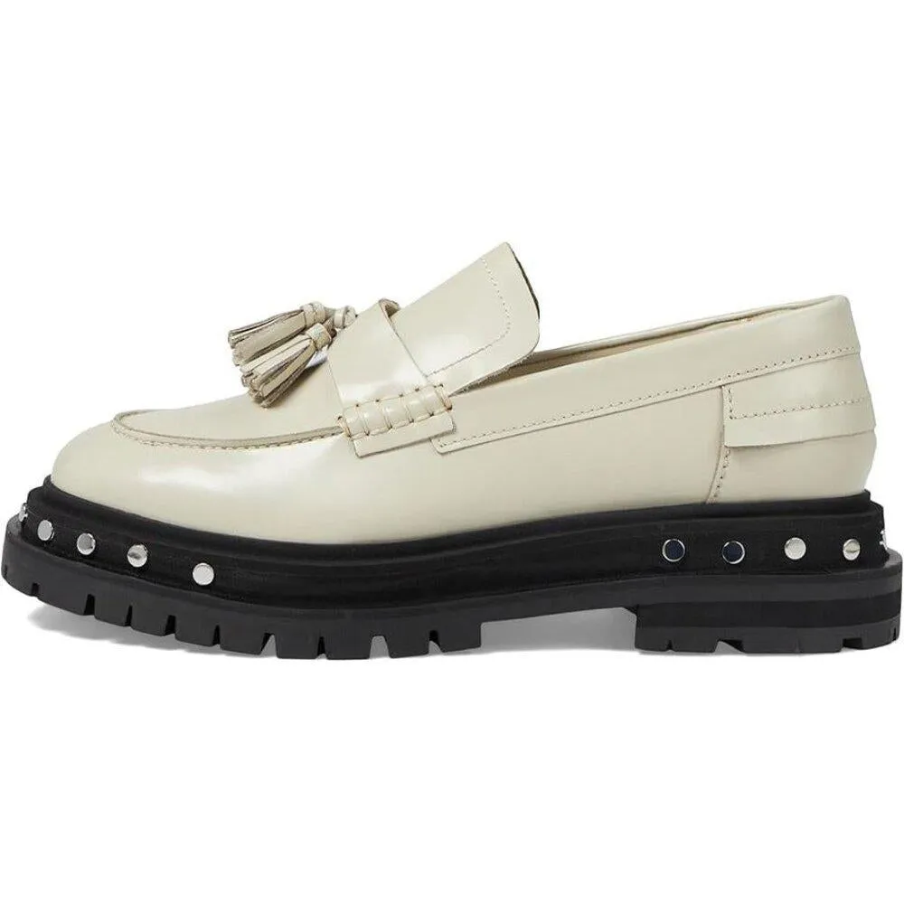 Teagan Antique Ivory Leather Tassel Loafers