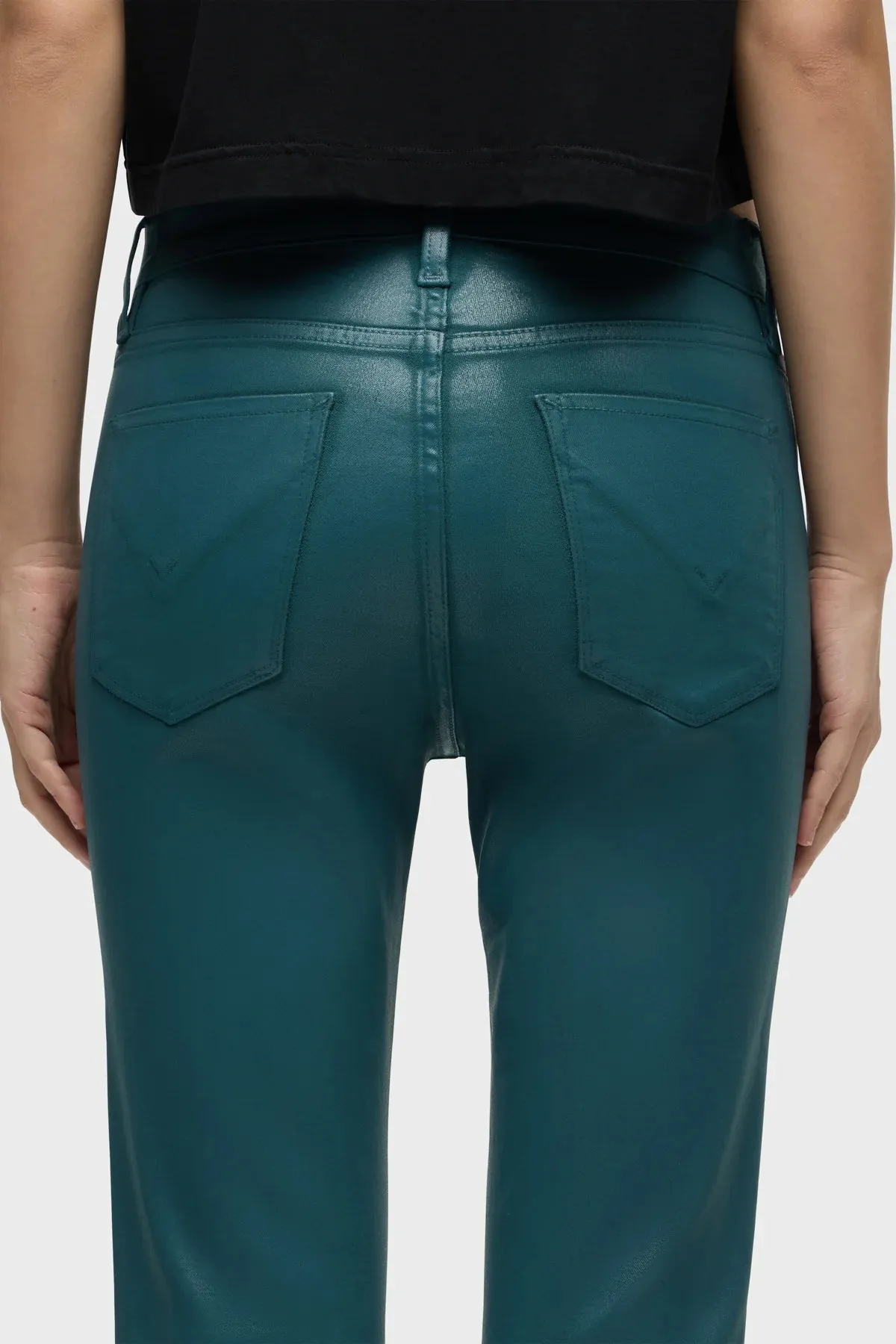 Teal Coated Barbara Bootcut Jeans