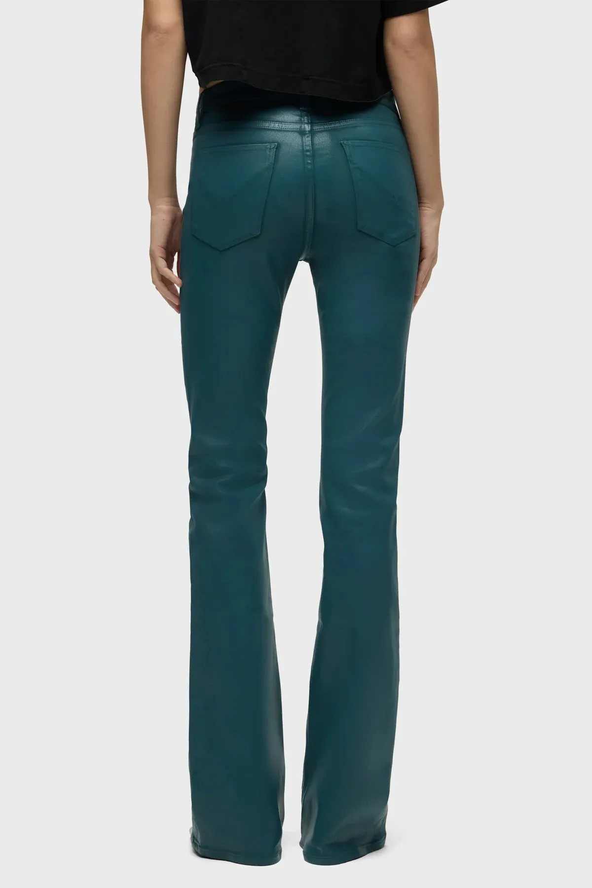 Teal Coated Barbara Bootcut Jeans
