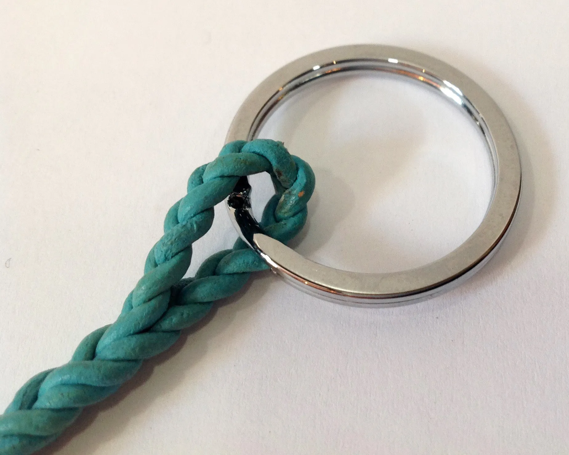 Teal Leather and Freshwater Pearl Keychain