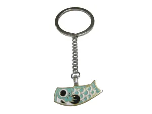 Teal Toned Festival Koi Flag Koinobori Pendant Keychain