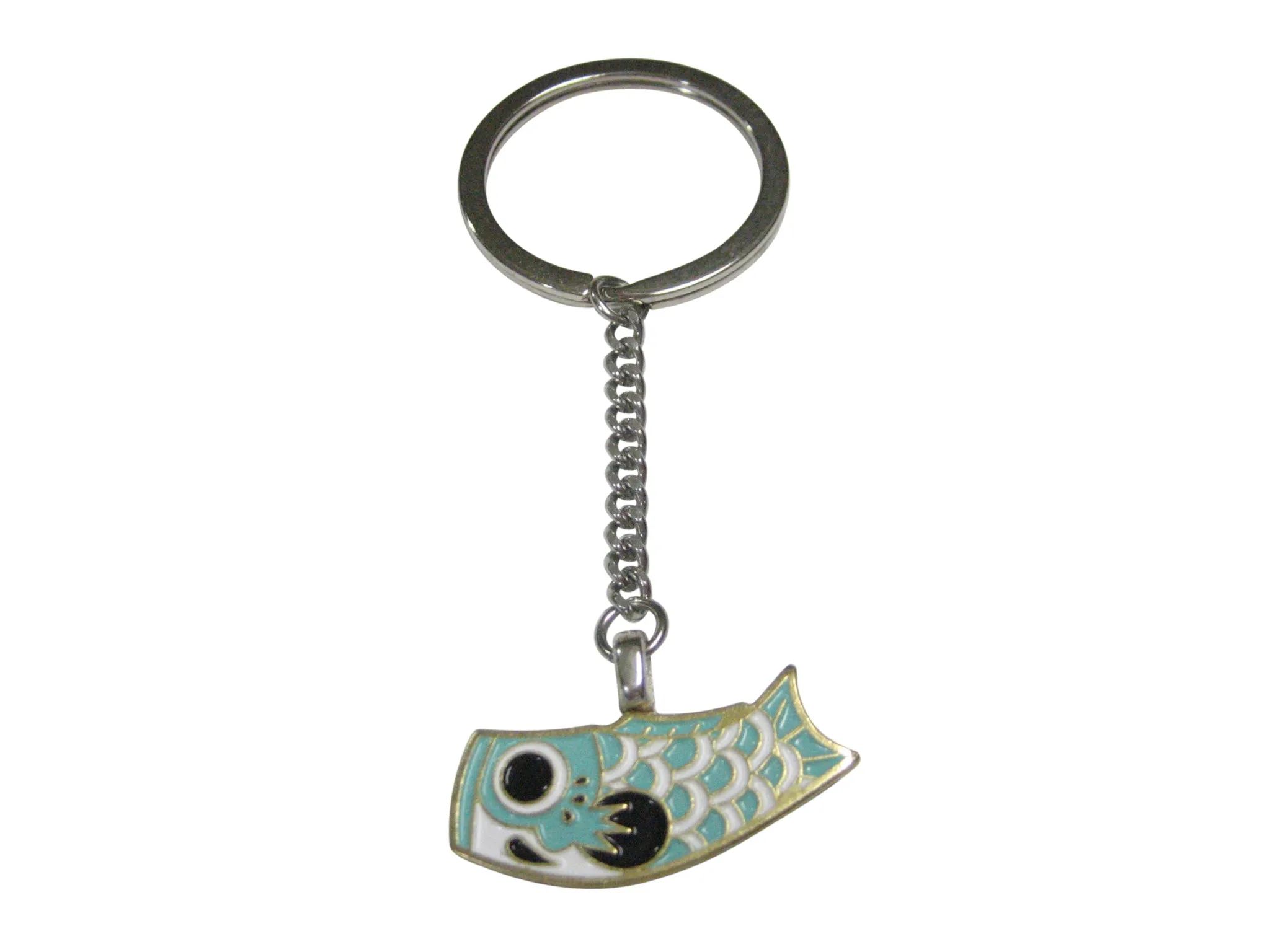 Teal Toned Festival Koi Flag Koinobori Pendant Keychain