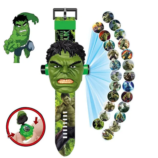 The 3 D  Projection  Children  Watch  Cartoon  Ultraman Spiderman Ironman Princess  Digital Watches  Kids Watches Toy