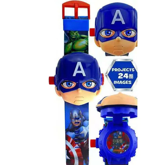 The 3 D  Projection  Children  Watch  Cartoon  Ultraman Spiderman Ironman Princess  Digital Watches  Kids Watches Toy