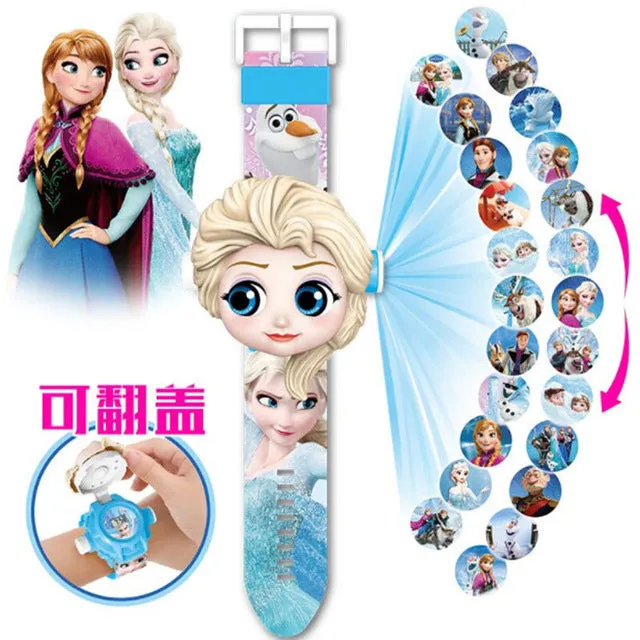 The 3 D  Projection  Children  Watch  Cartoon  Ultraman Spiderman Ironman Princess  Digital Watches  Kids Watches Toy